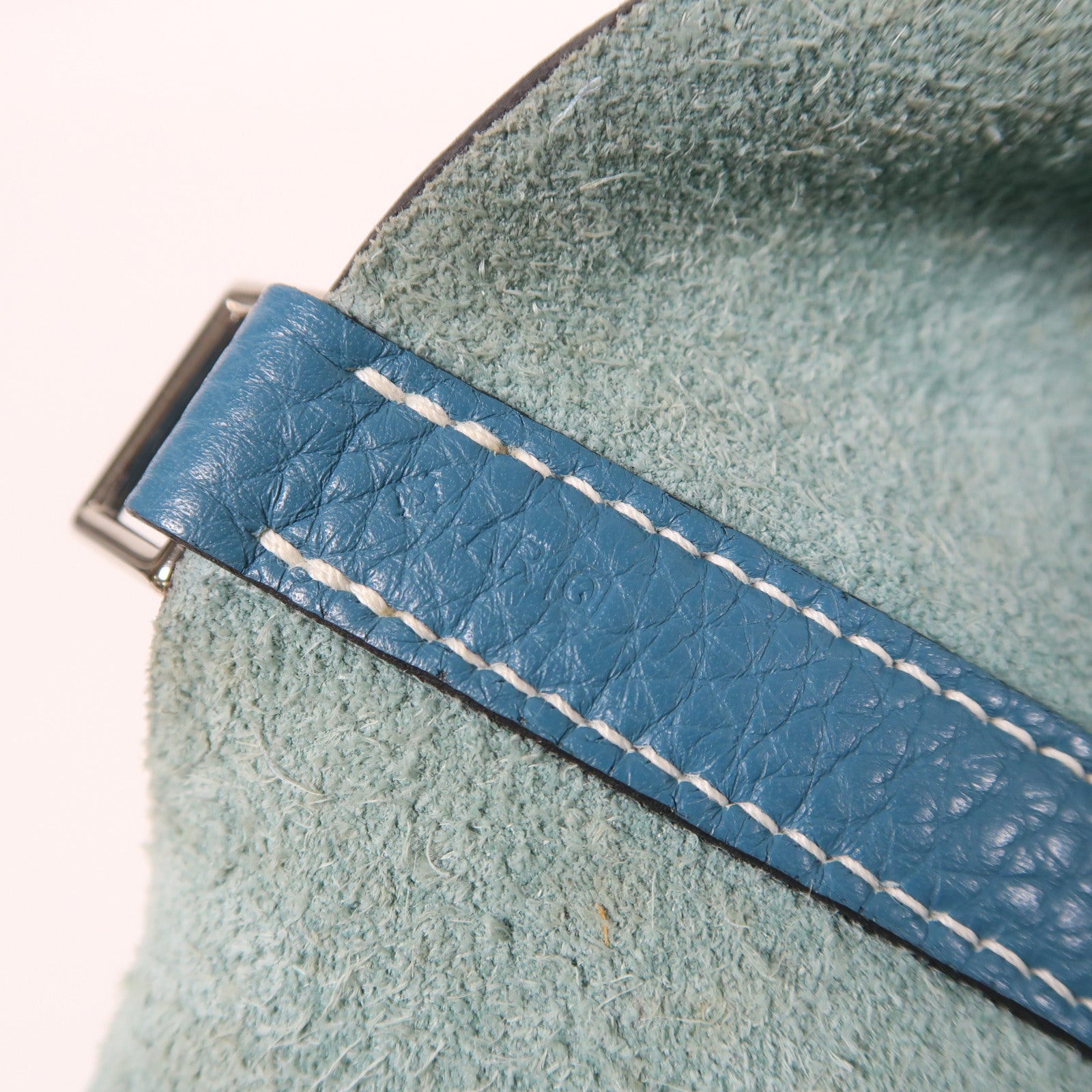 HERMES Clemence皮革Picotin PM銀扣手挽袋藍色