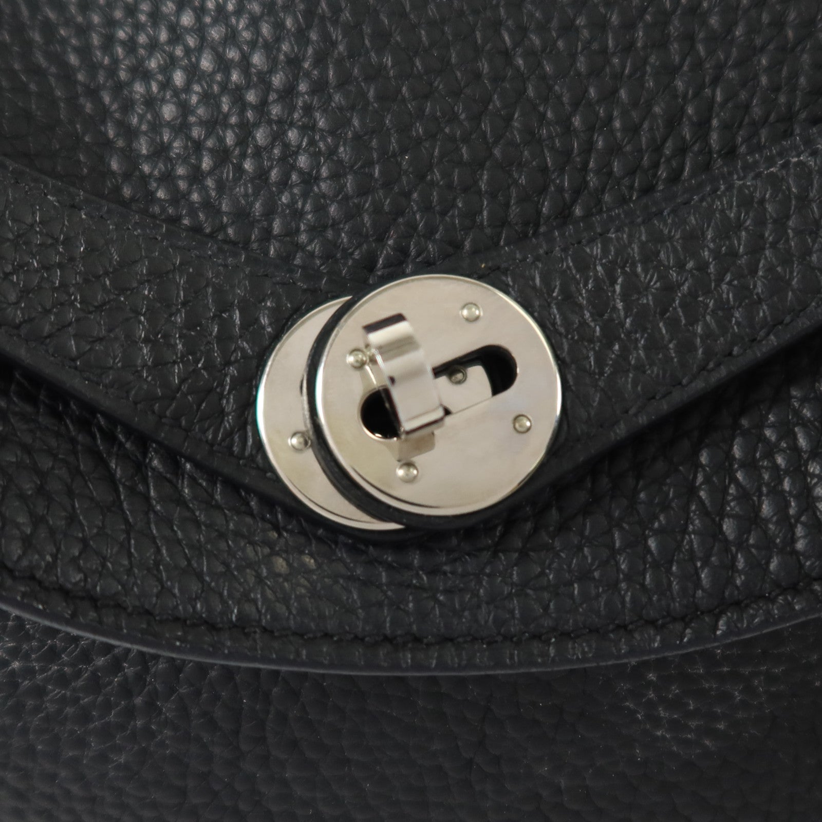 HERMES Clemence皮革Lindy 30銀扣手挽肩背兩用袋Noir