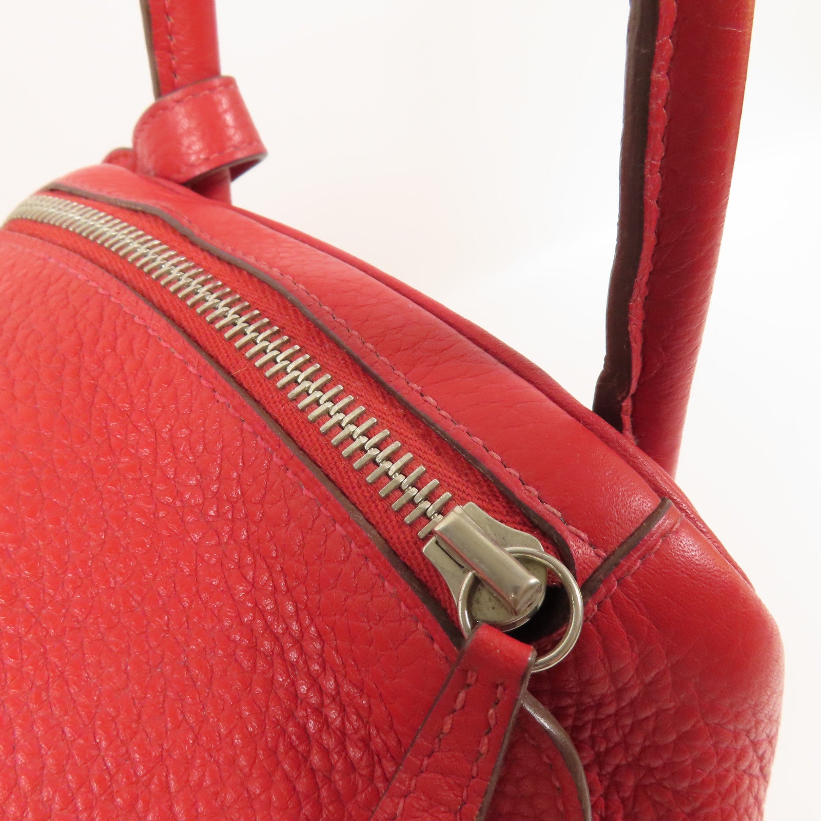 HERMES Clemence皮革Lindy 30銀扣手挽肩背兩用袋Rouge Casaque
