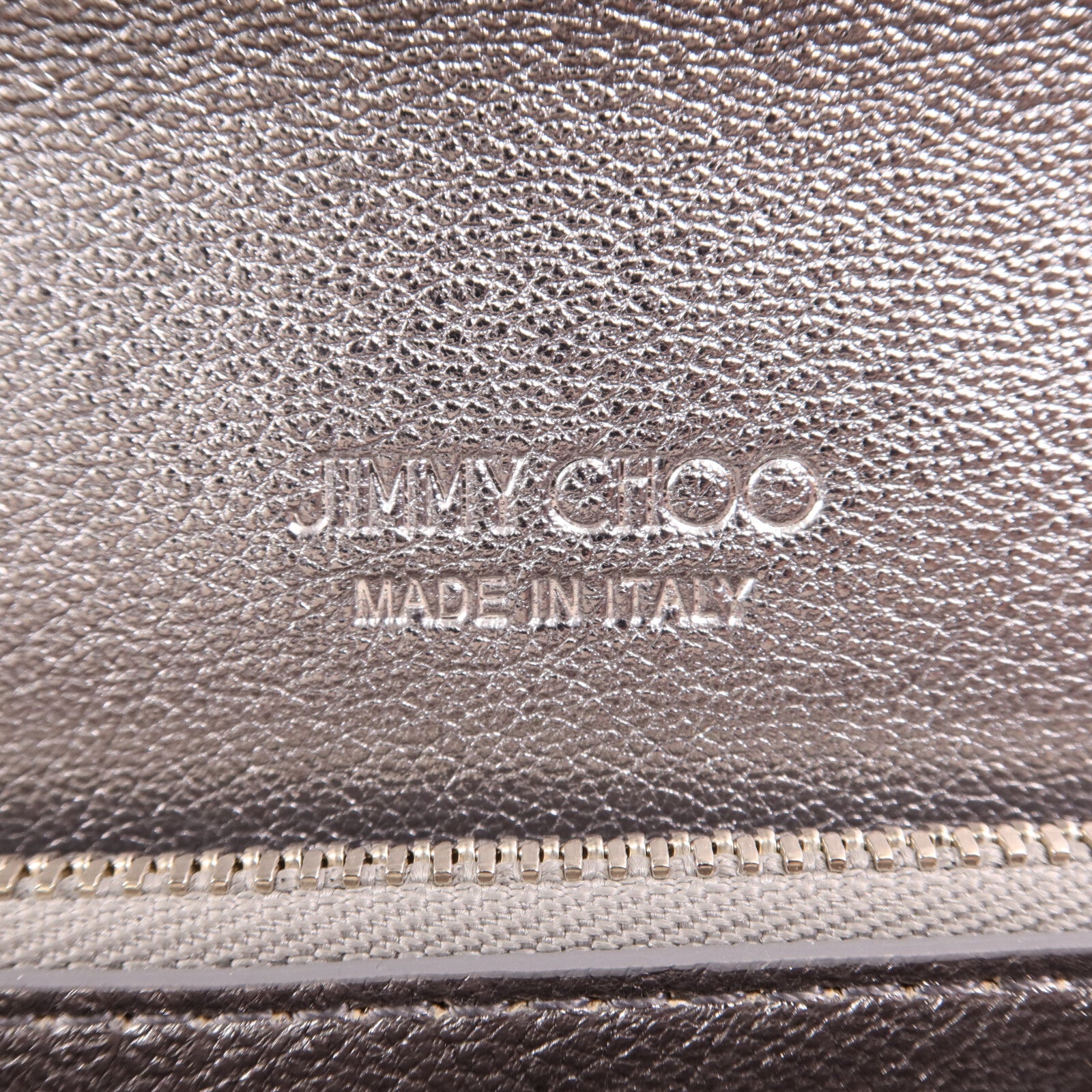 JIMMY CHOO Metallic皮革Chain Shoulder銀扣鏈帶肩背袋