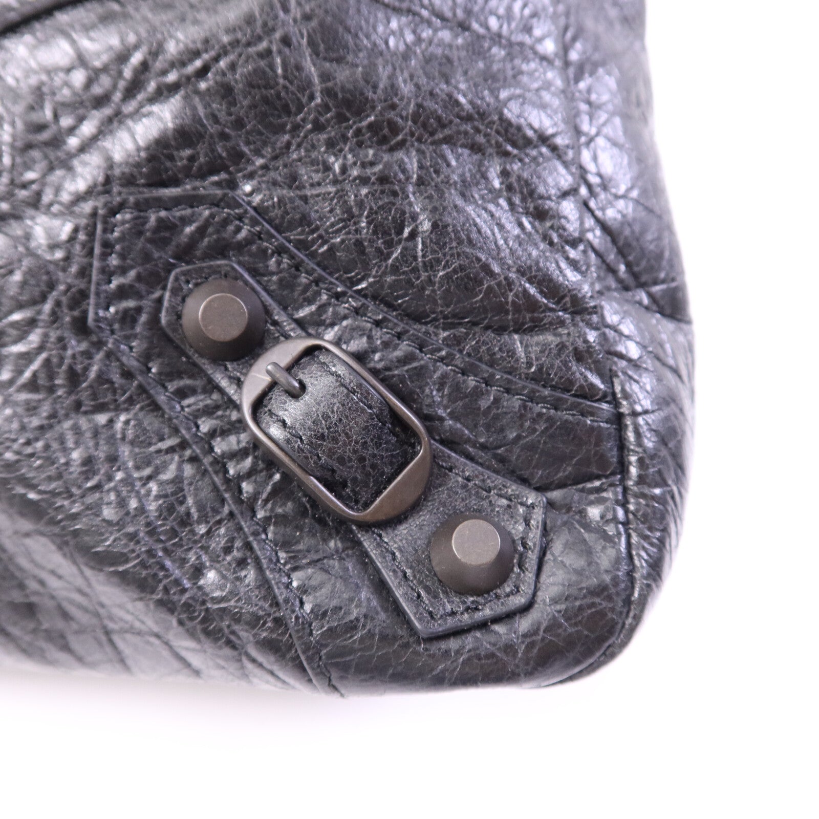 BALENCIAGA 羊皮皮革Le City Moto Small金扣肩背袋