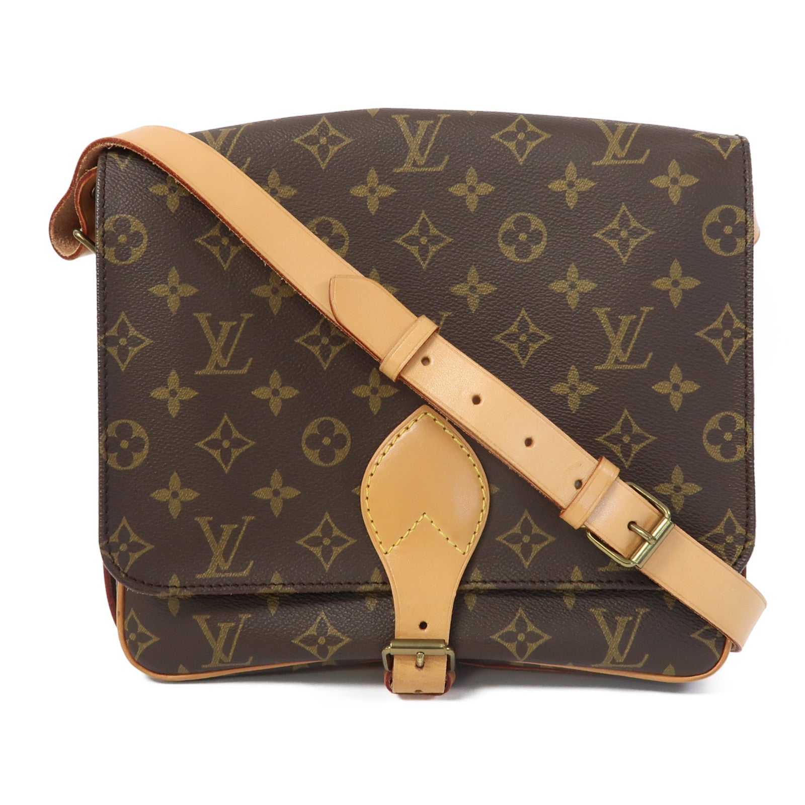 LOUIS VUITTON Monogram Cartouchiere GM金扣肩背袋啡色
