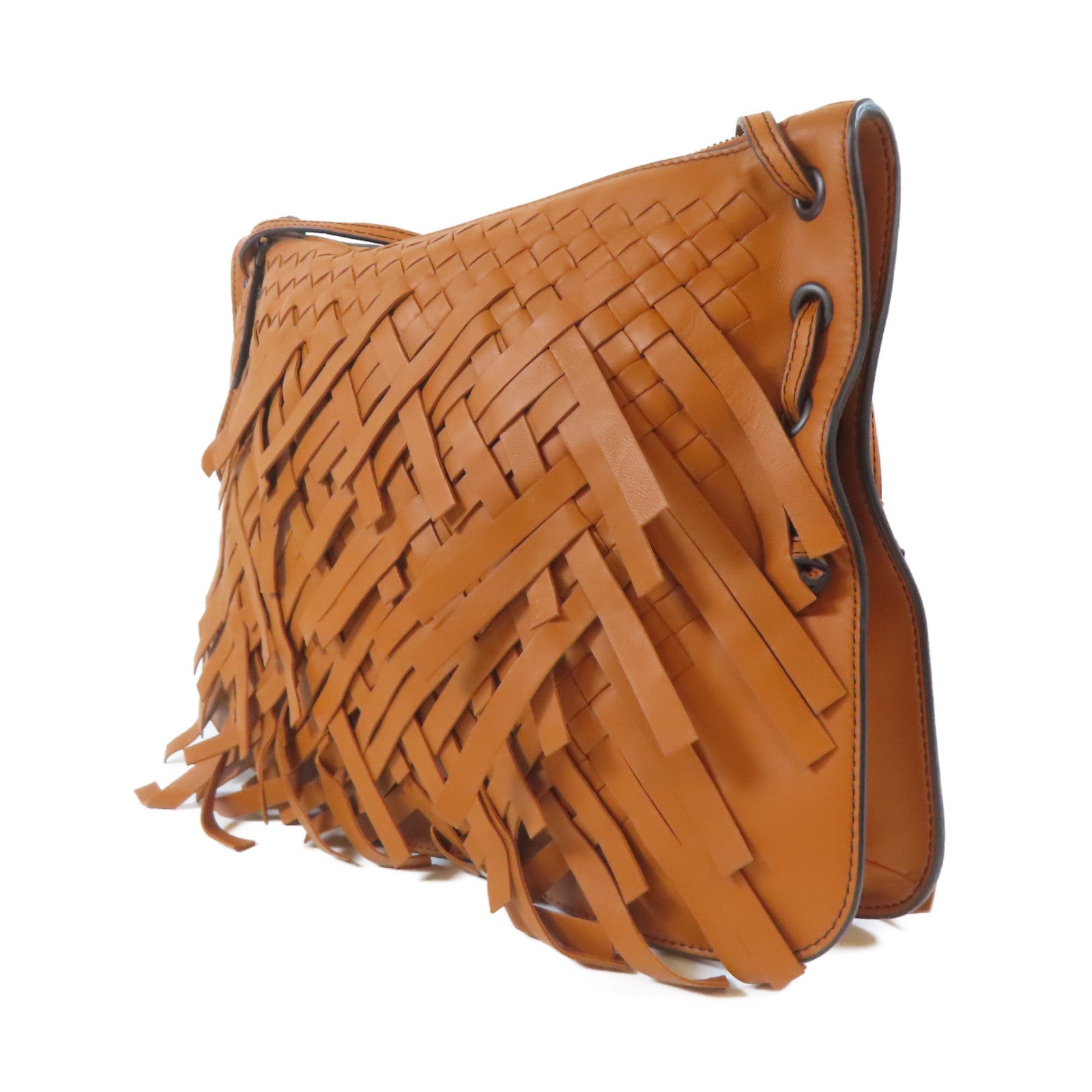 BOTTEGA VENETA 織紋皮革Shoulder Bag肩背袋橙色
