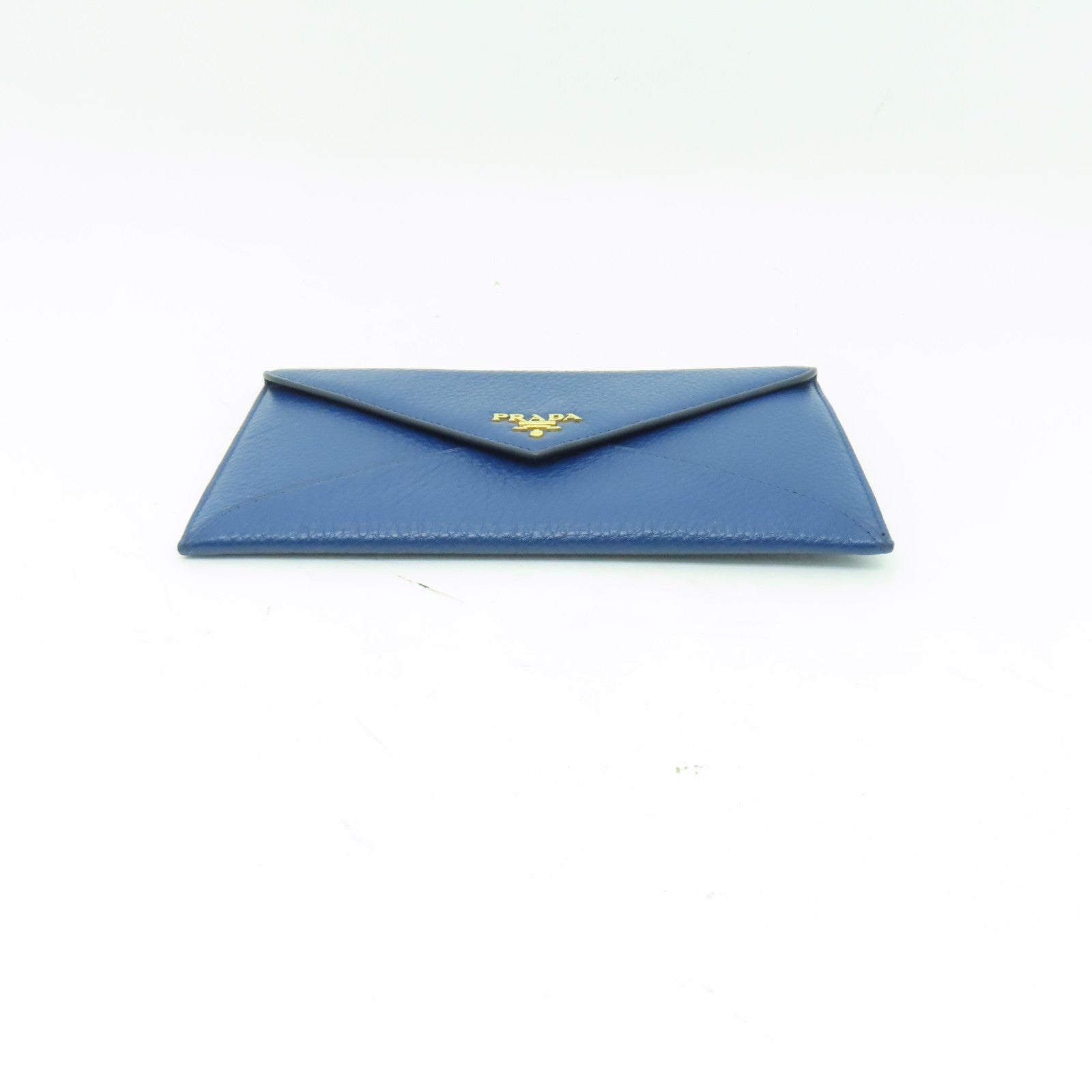 PRADA 【激減優惠】牛皮皮革Long wallet金扣長錢包藍色