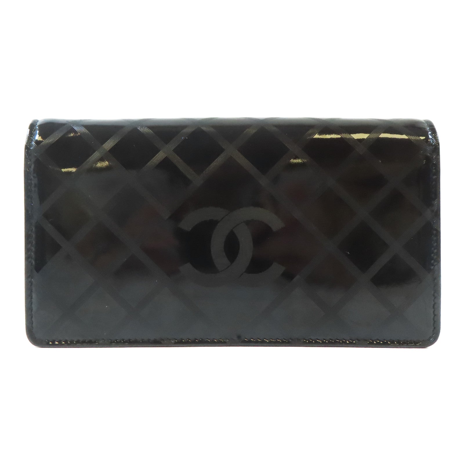 CHANEL 菱格漆皮皮革Coco Matelasse Wallet長錢包黑色