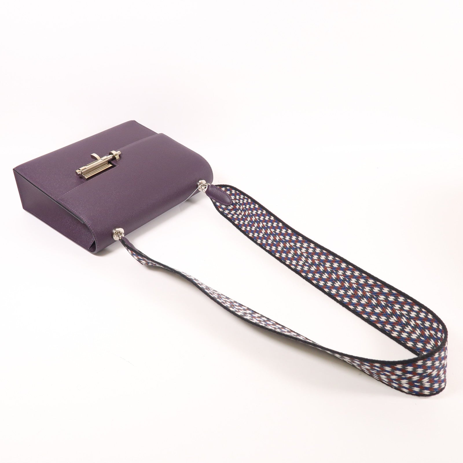 HERMES Epsom皮革Verrou 23銀扣肩背袋Cassis