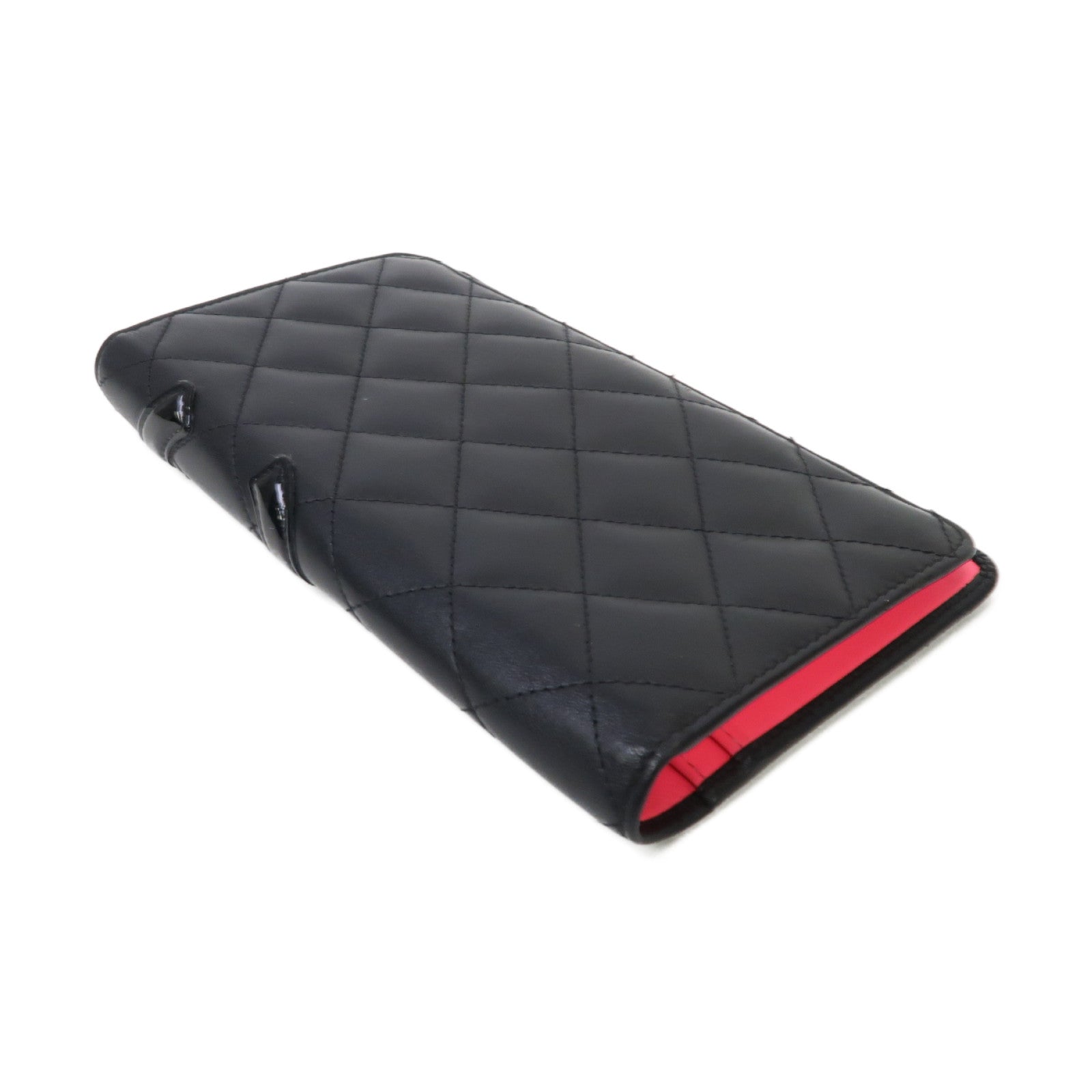 CHANEL **【激減優惠】菱格牛皮皮革Cambon Line Long Wallet銀扣長錢包黒色