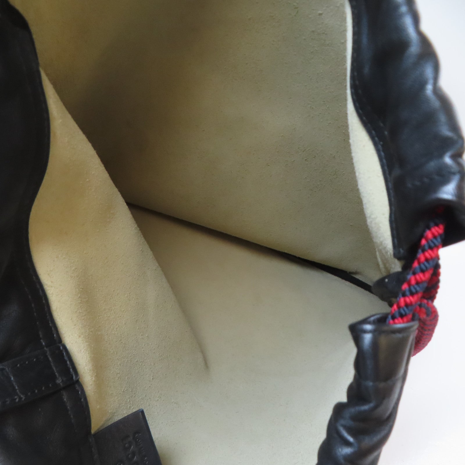 GUCCI 皮革Drawstring Backpack背包米白色