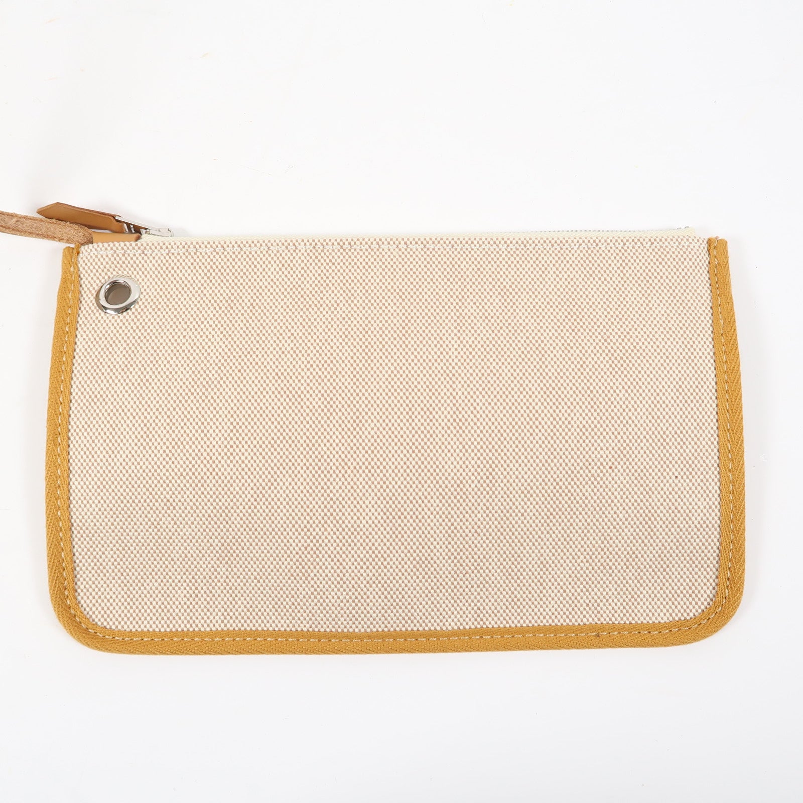 HERMES 帆布Herbag PM銀扣手挽肩背兩用袋米色/啡色