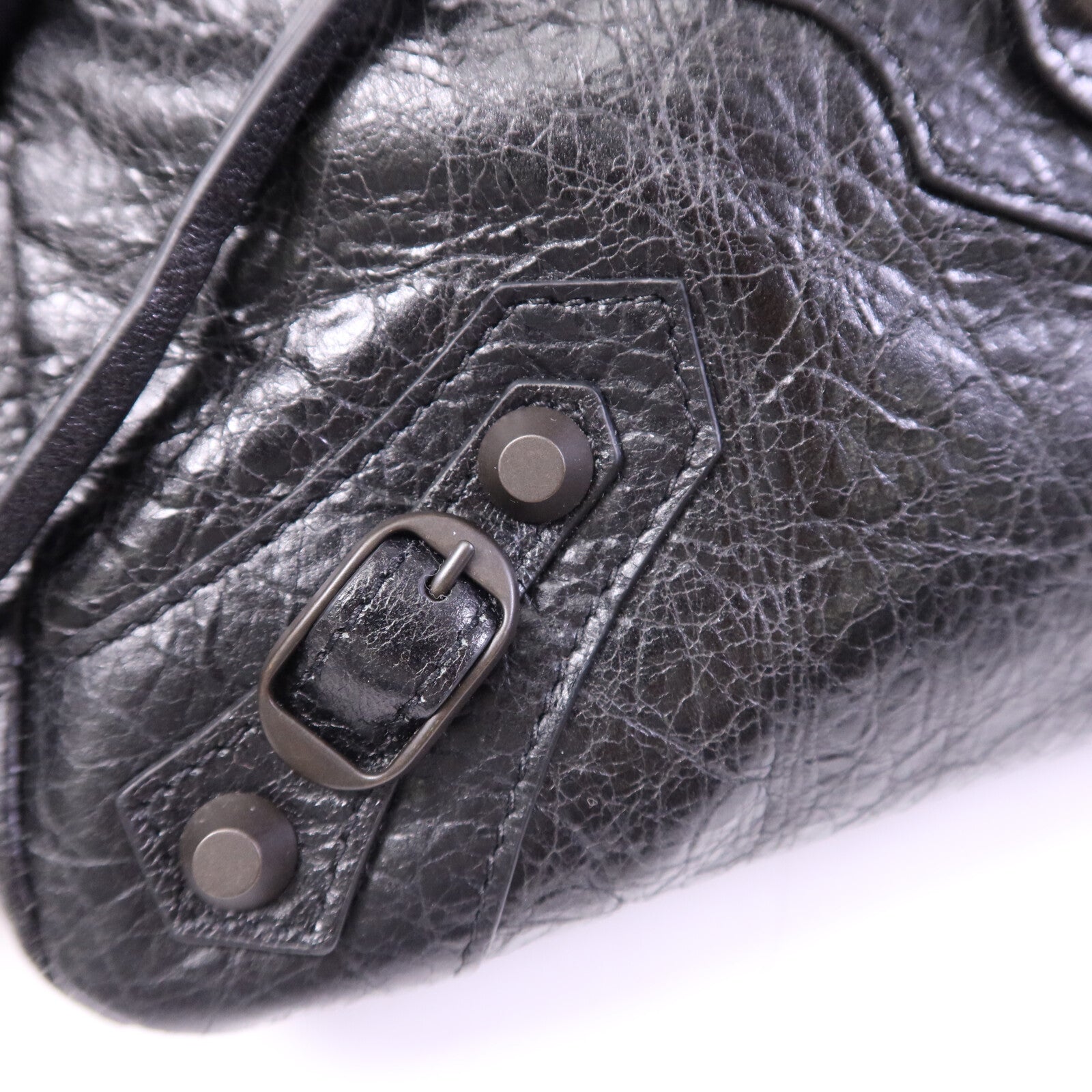 BALENCIAGA 羊皮皮革Le City Moto Small金扣肩背袋
