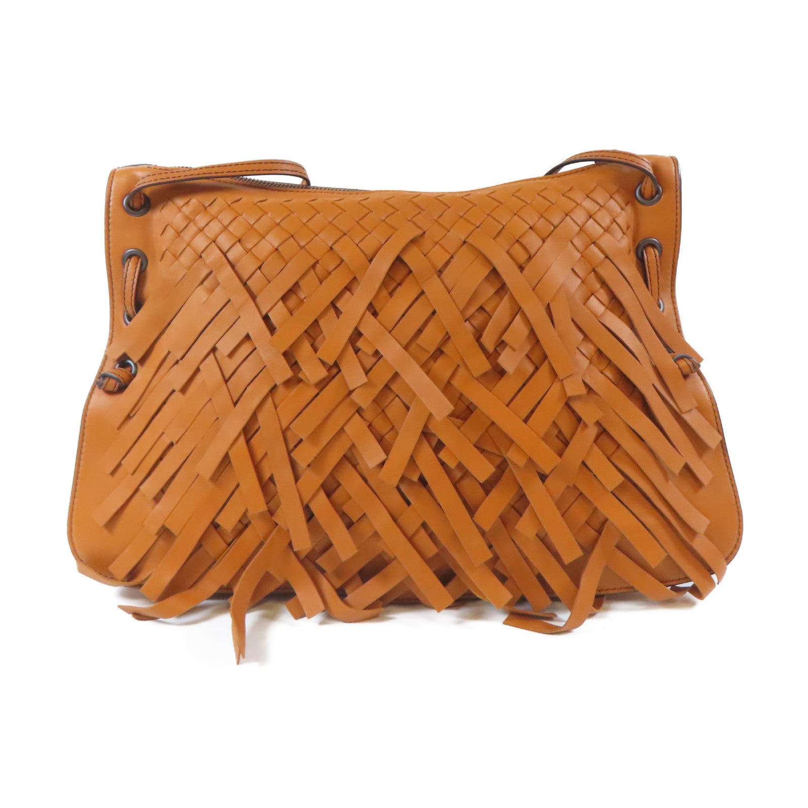 BOTTEGA VENETA 織紋皮革Shoulder Bag肩背袋橙色
