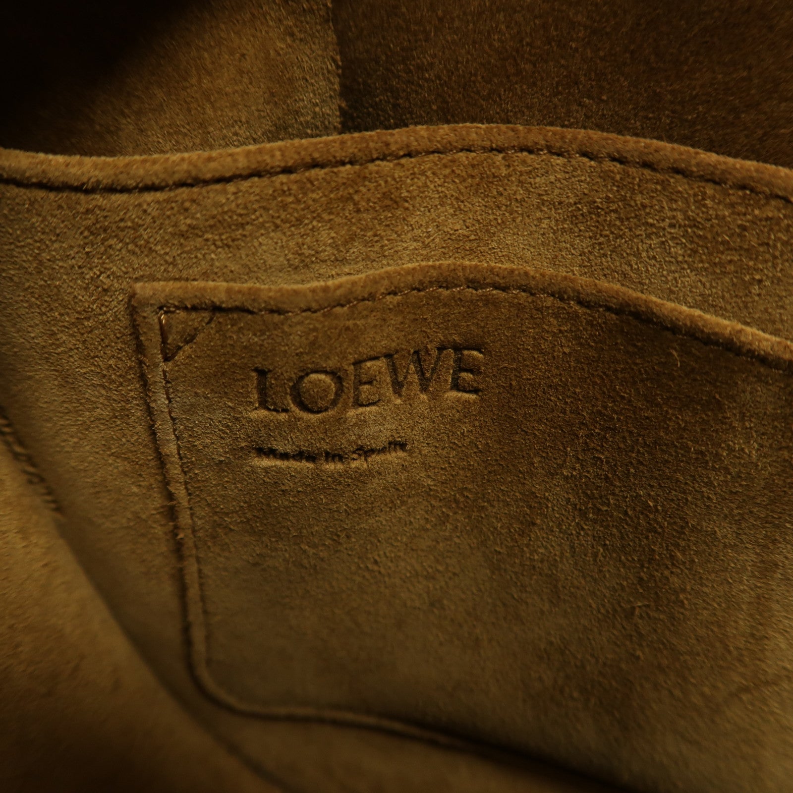 LOEWE 牛皮皮革Gate Small金扣肩背袋米色/啡色