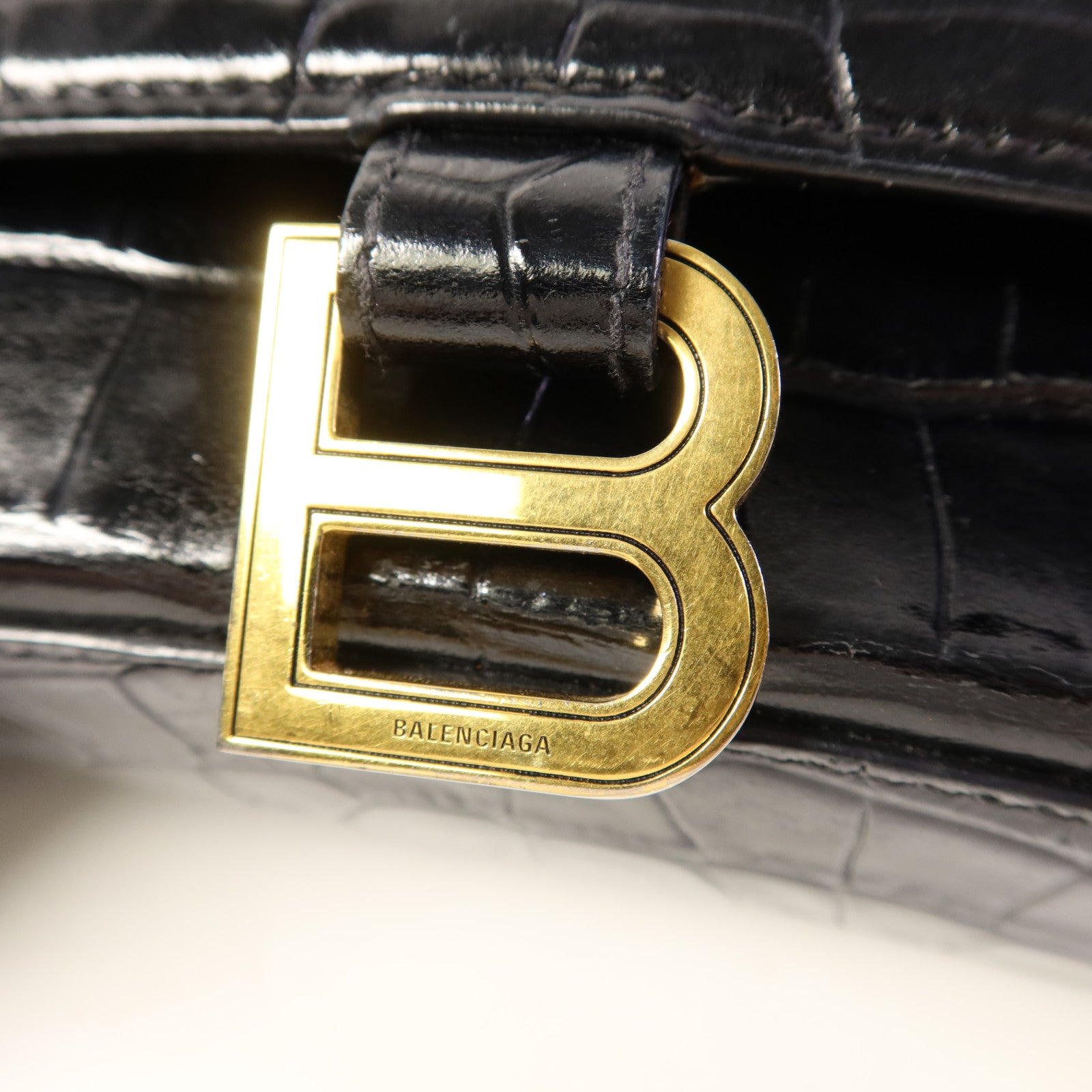 BALENCIAGA 【激減優惠】牛皮皮革Hourglass金扣手挽肩背兩用袋