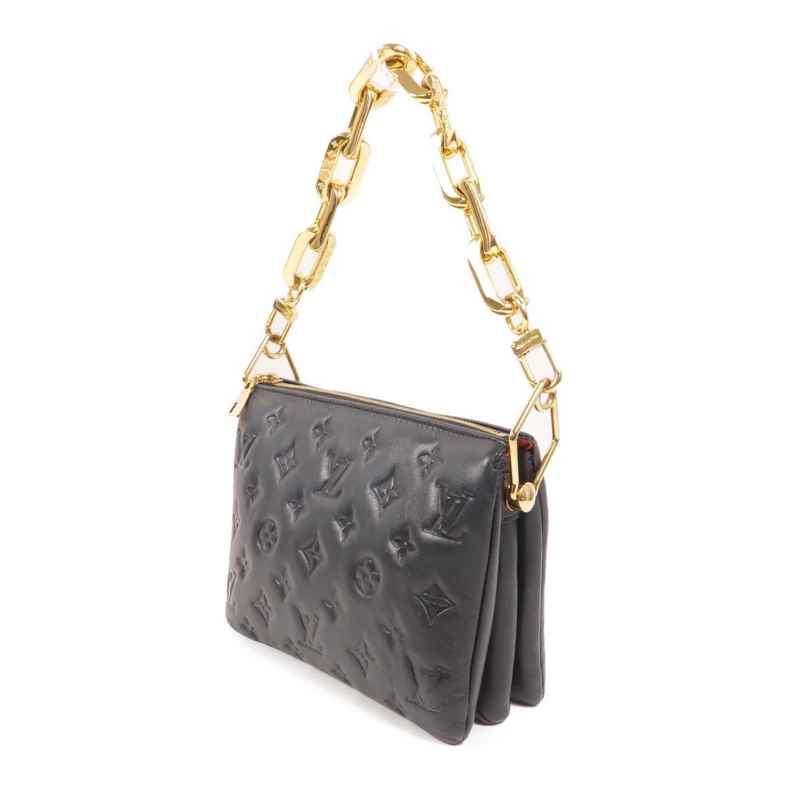 LOUIS VUITTON 【激減優惠】Monogram Embossed Coussin BB金扣鏈帶手挽肩背兩用袋
