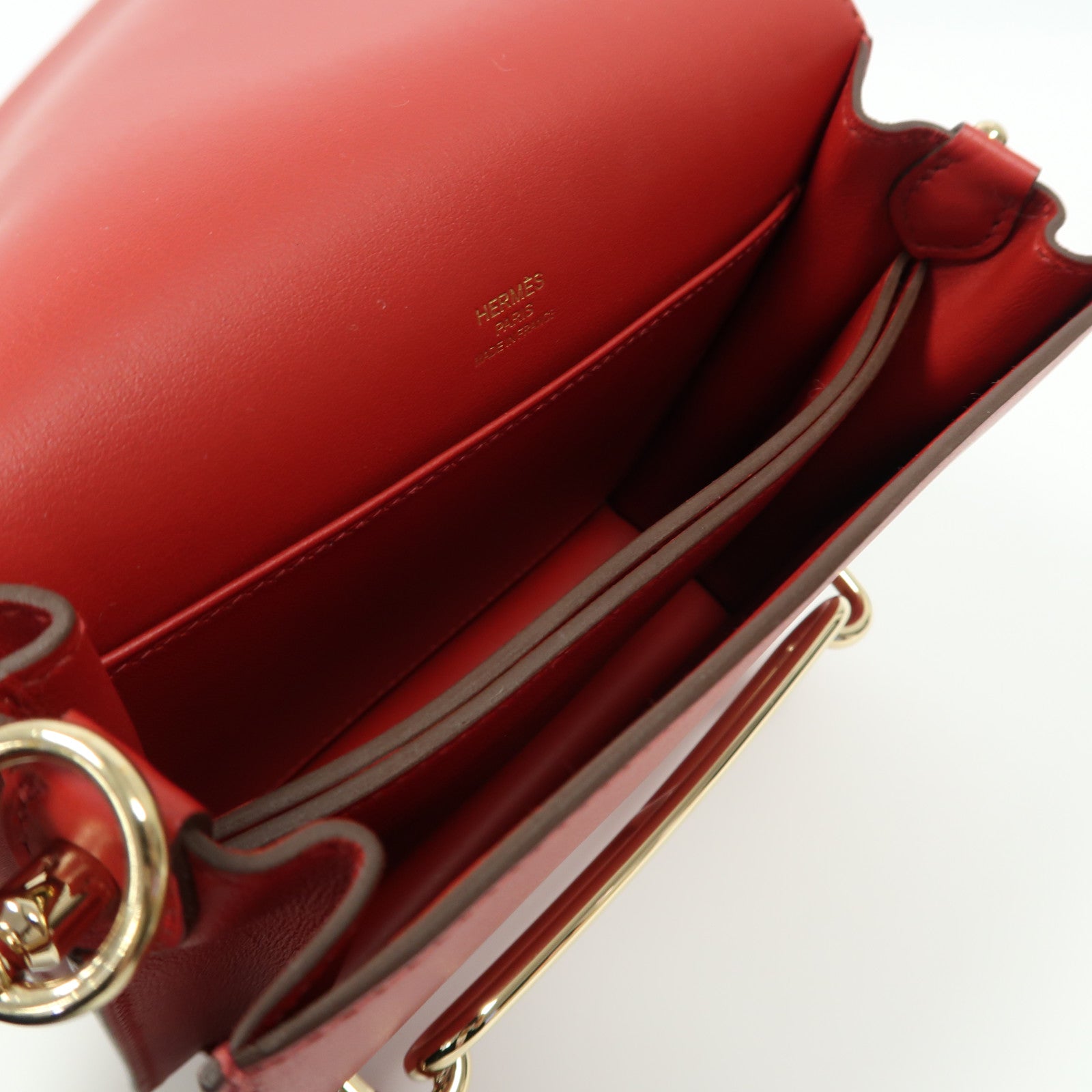 HERMES Swift皮革Roulis Mini金扣肩背袋紅色