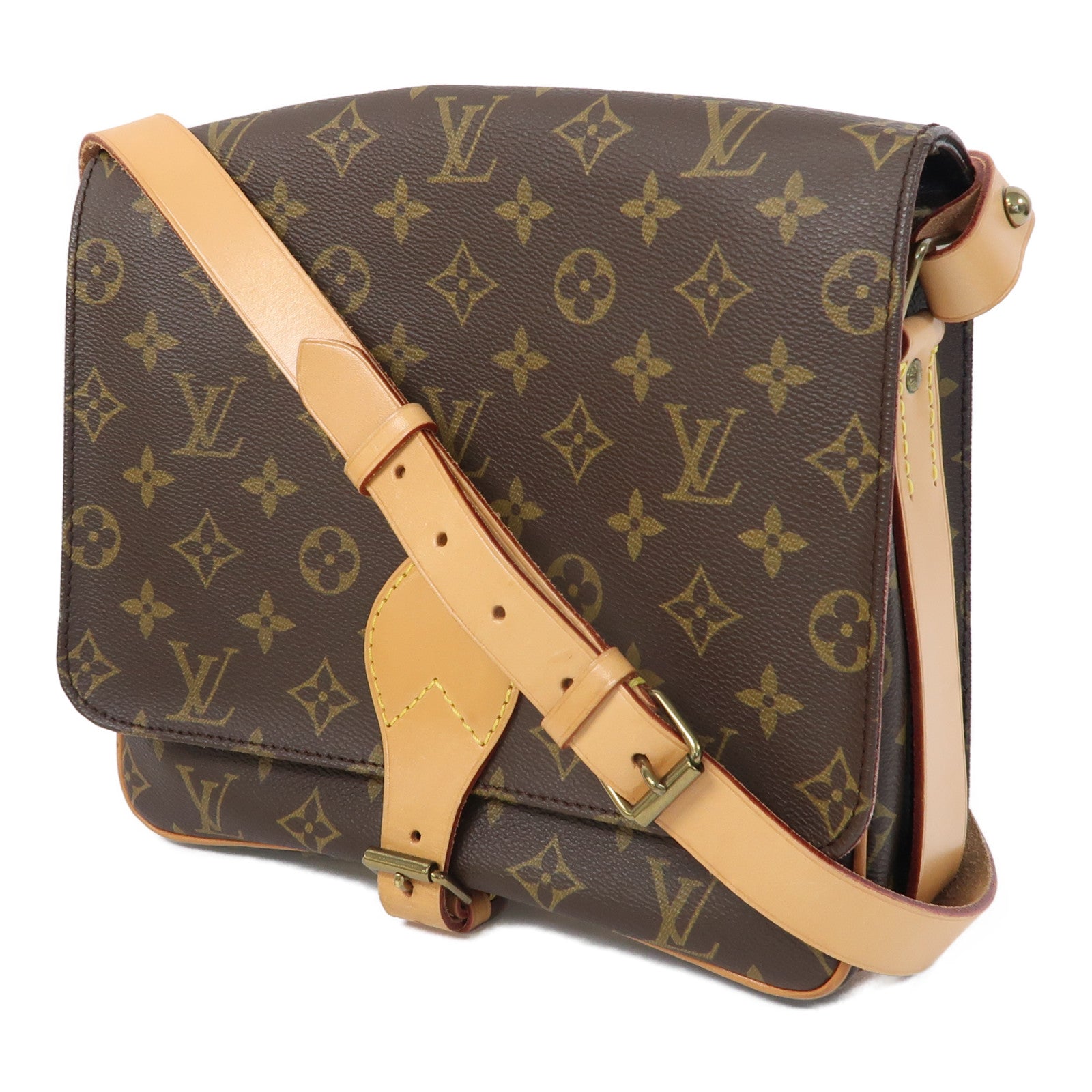 LOUIS VUITTON Monogram Cartouchiere GM金扣肩背袋啡色