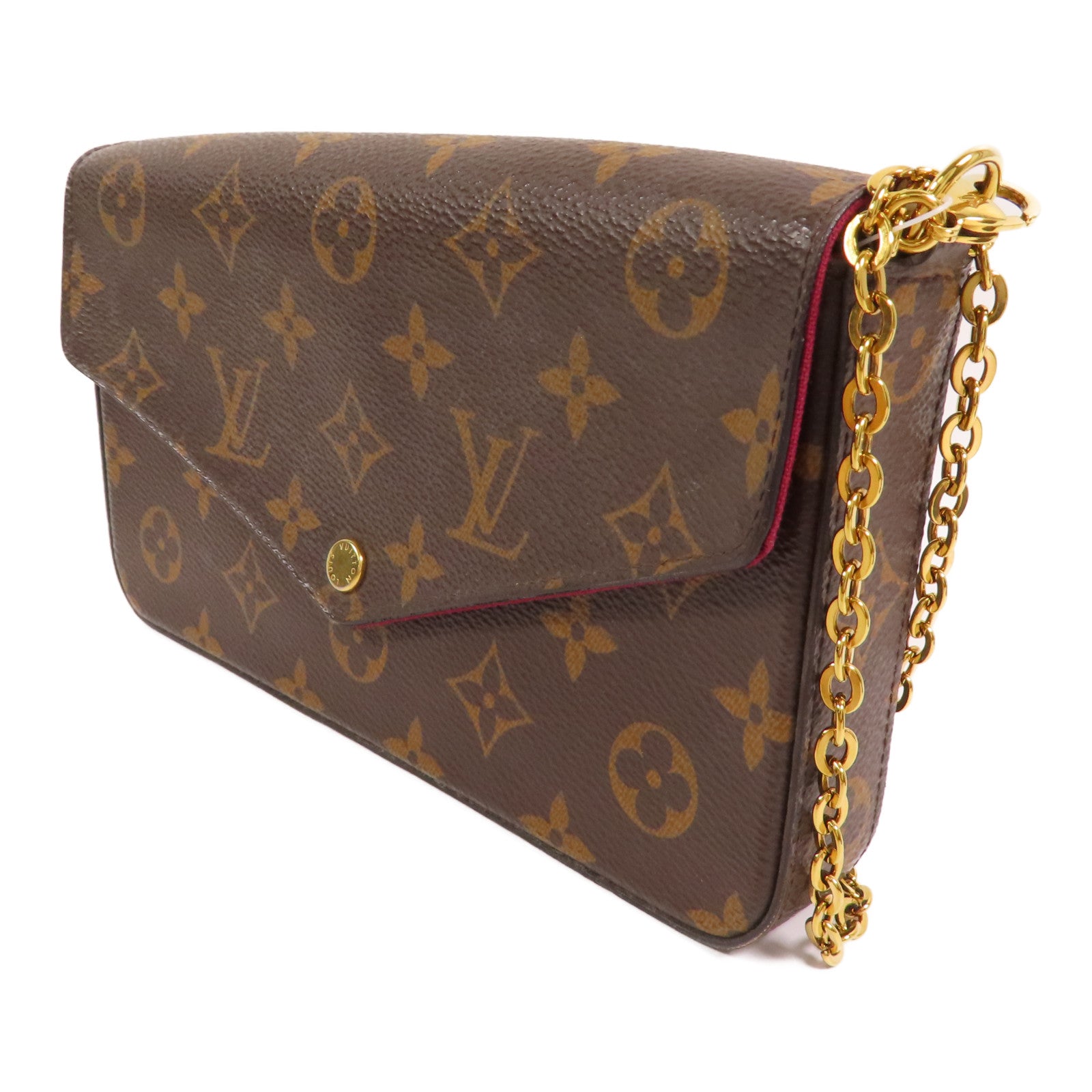 LOUIS VUITTON Monogram Felicie Pochette金扣鏈帶肩背袋