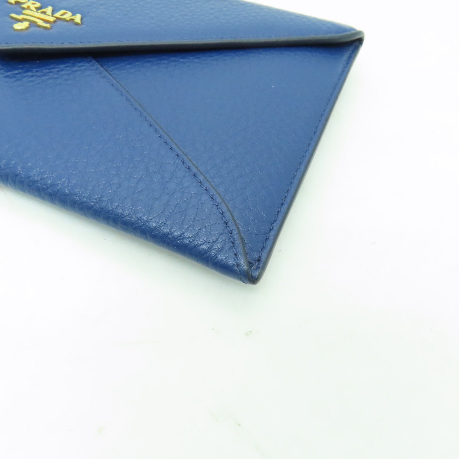 PRADA 【激減優惠】牛皮皮革Long wallet金扣長錢包藍色