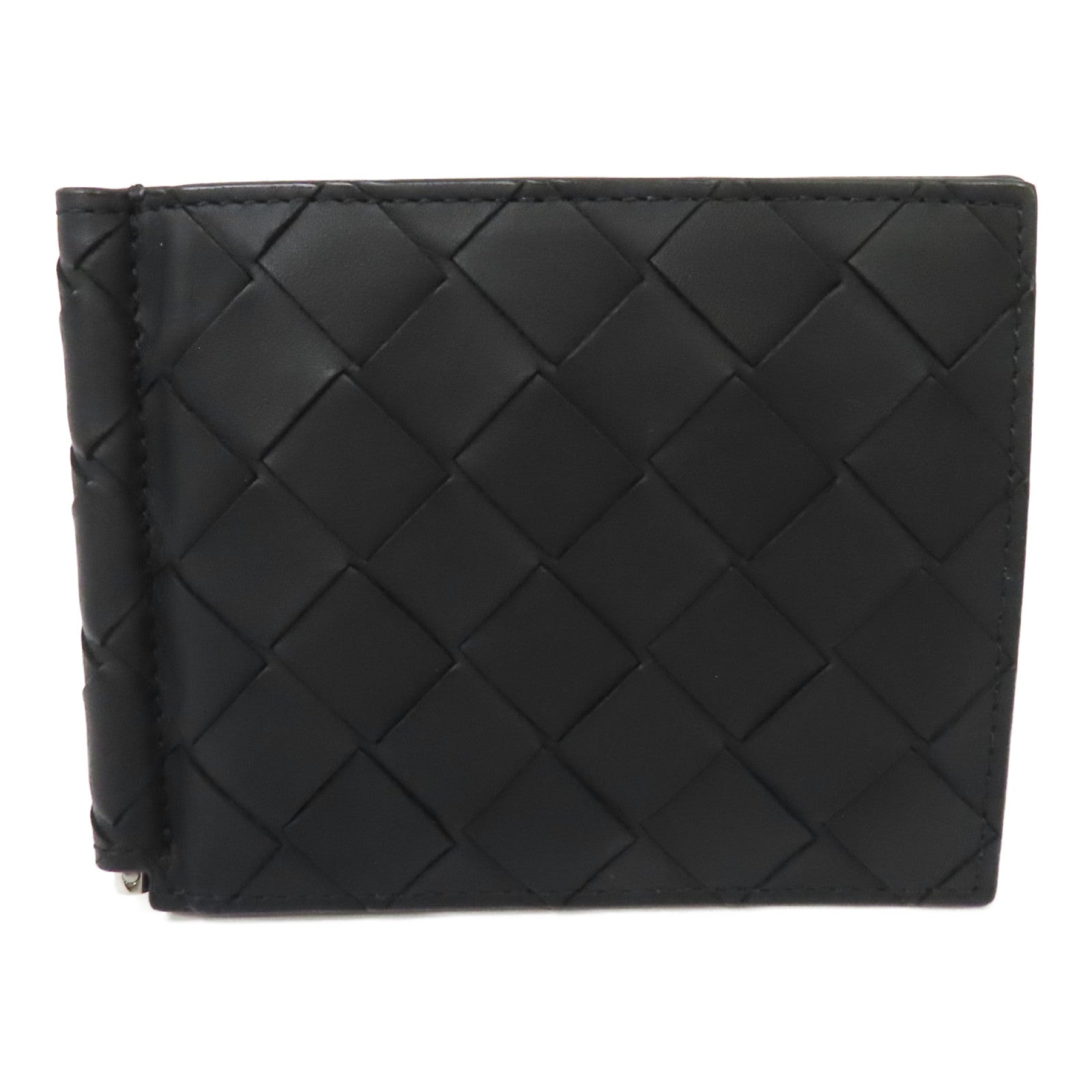 BOTTEGA VENETA 織紋皮革Wallet銀扣錢包黑色