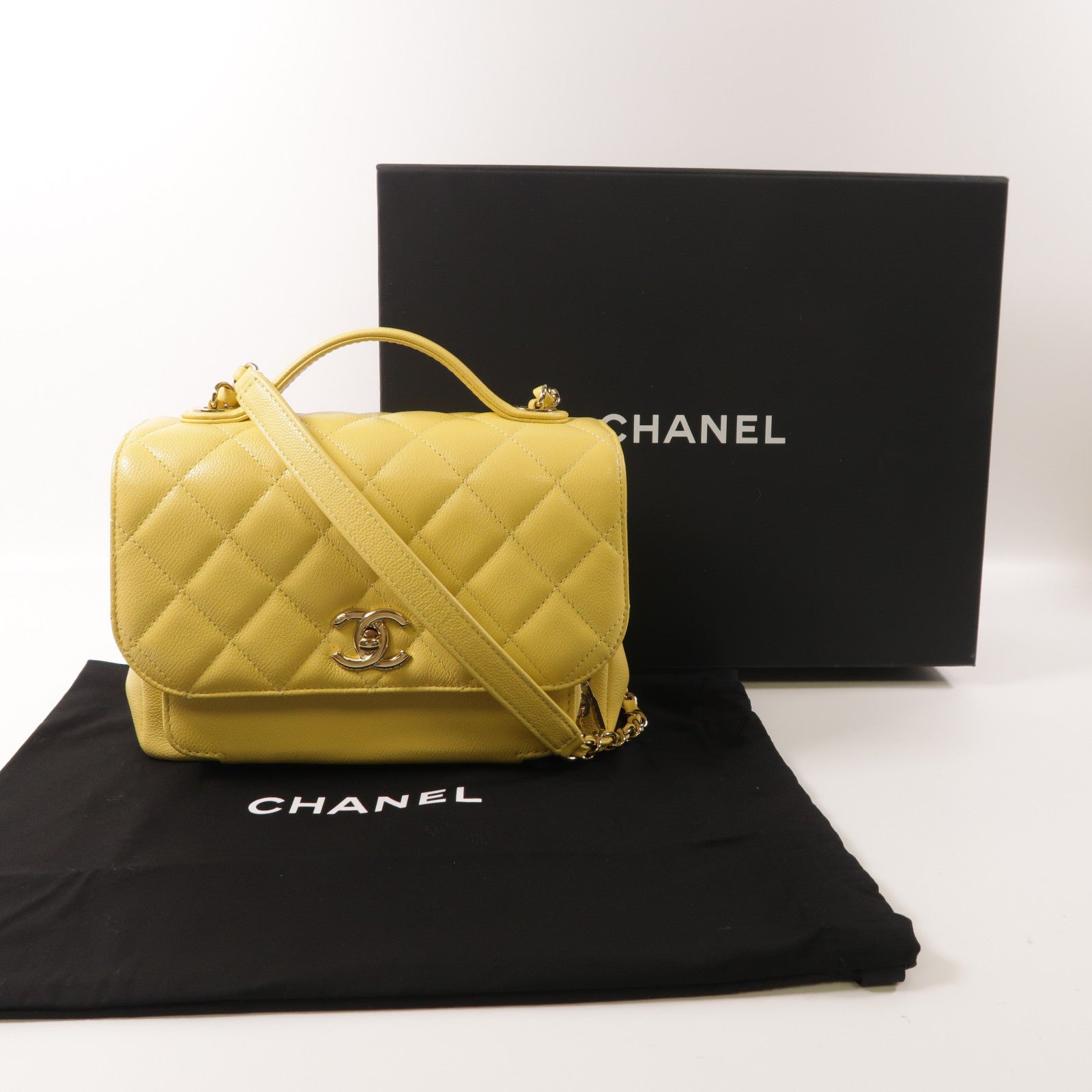 CHANEL 牛皮皮革2way Chain Shoulder Bag金扣鏈帶手挽肩背兩用袋