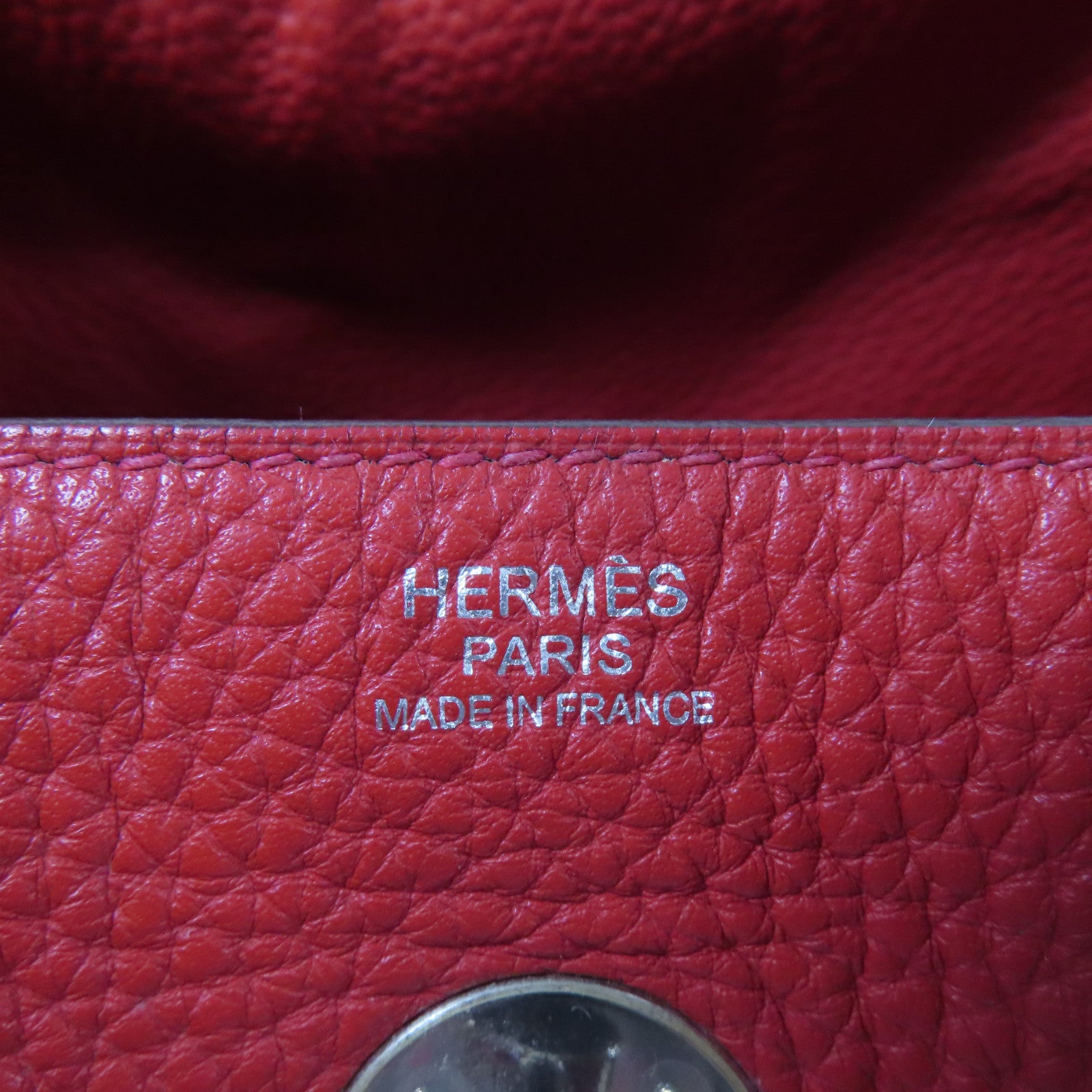 HERMES Clemence皮革Lindy 30銀扣手挽肩背兩用袋Rouge Casaque