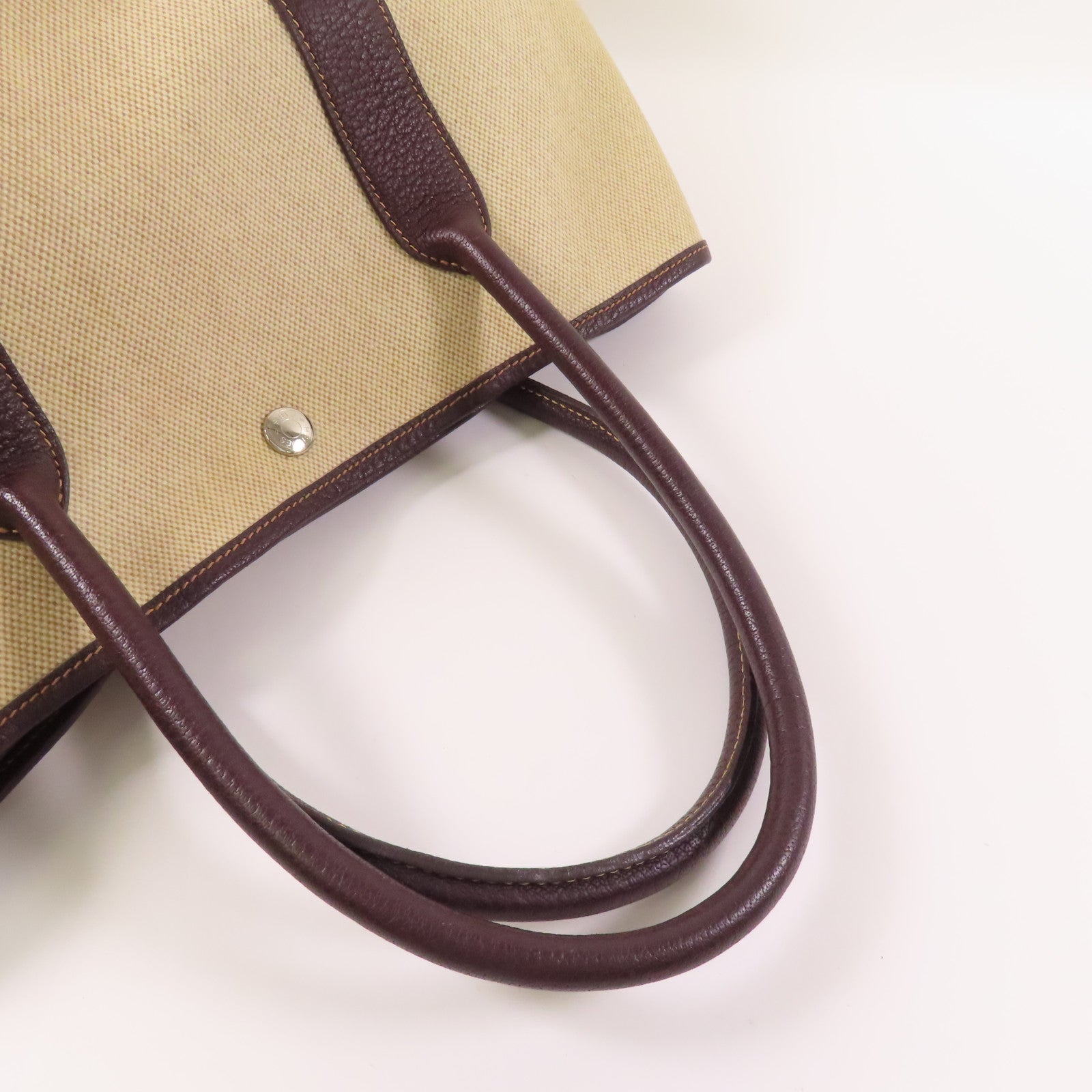 HERMES 帆布Garden Party PM銀扣手挽袋