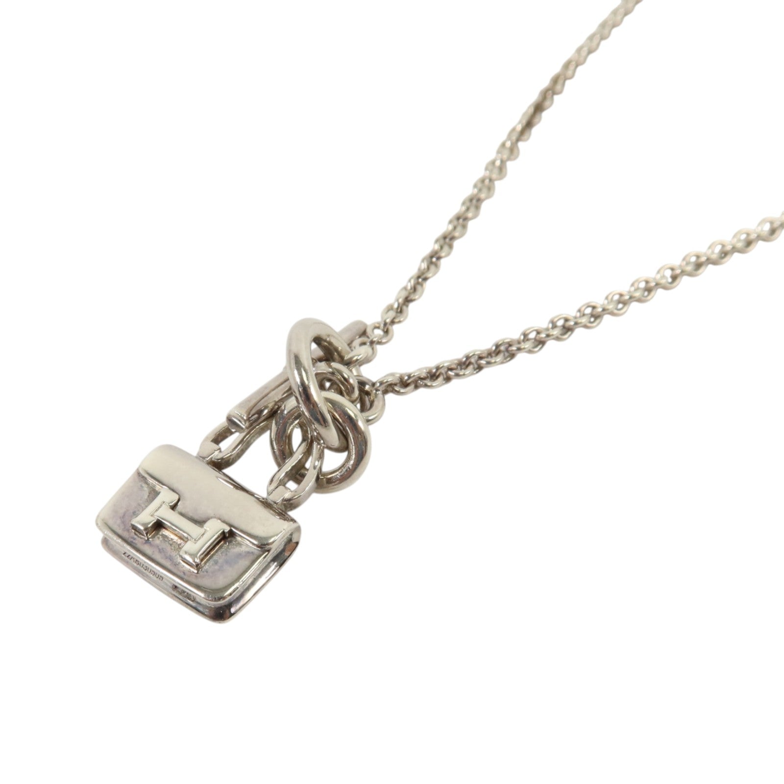 HERMES 925純銀Amulettes Constance銀扣項鏈