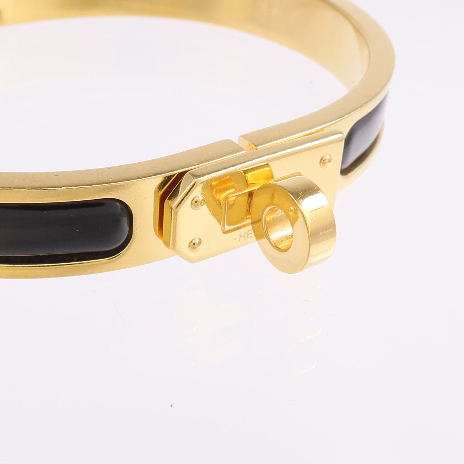 HERMES 金屬/琺瑯Mini Clic Kelly Bracelet手鐲Noir