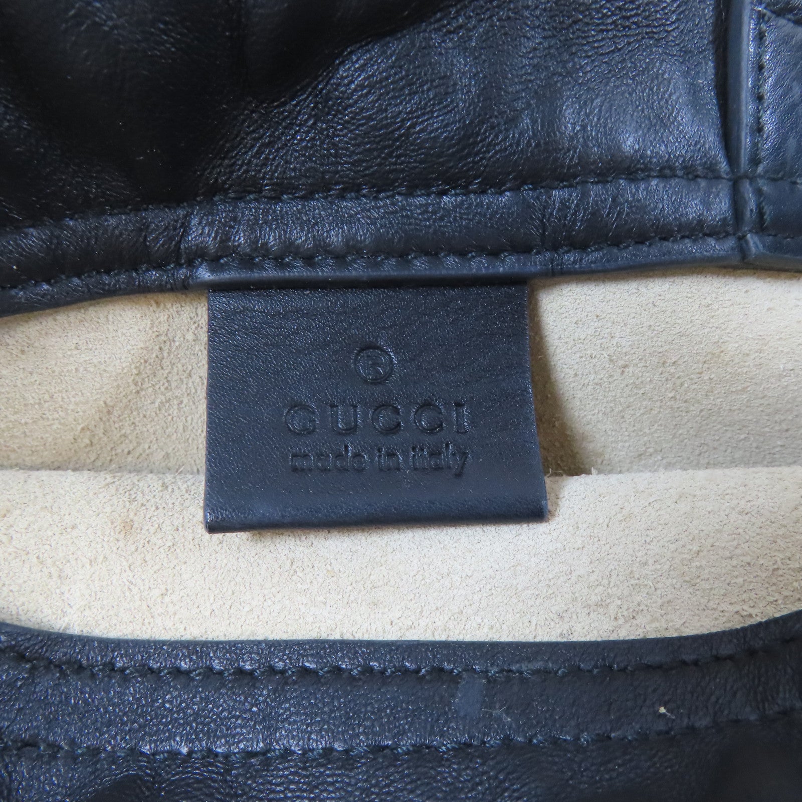 GUCCI 皮革Drawstring Backpack背包米白色