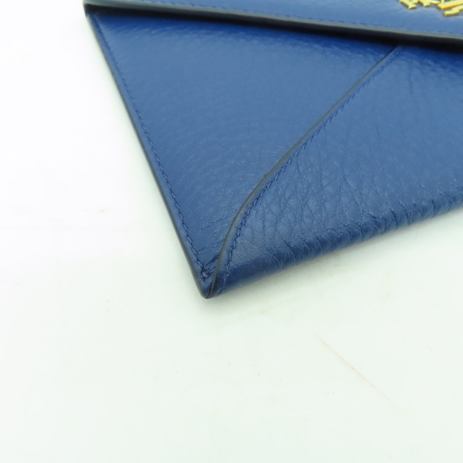 PRADA 【激減優惠】牛皮皮革Long wallet金扣長錢包藍色