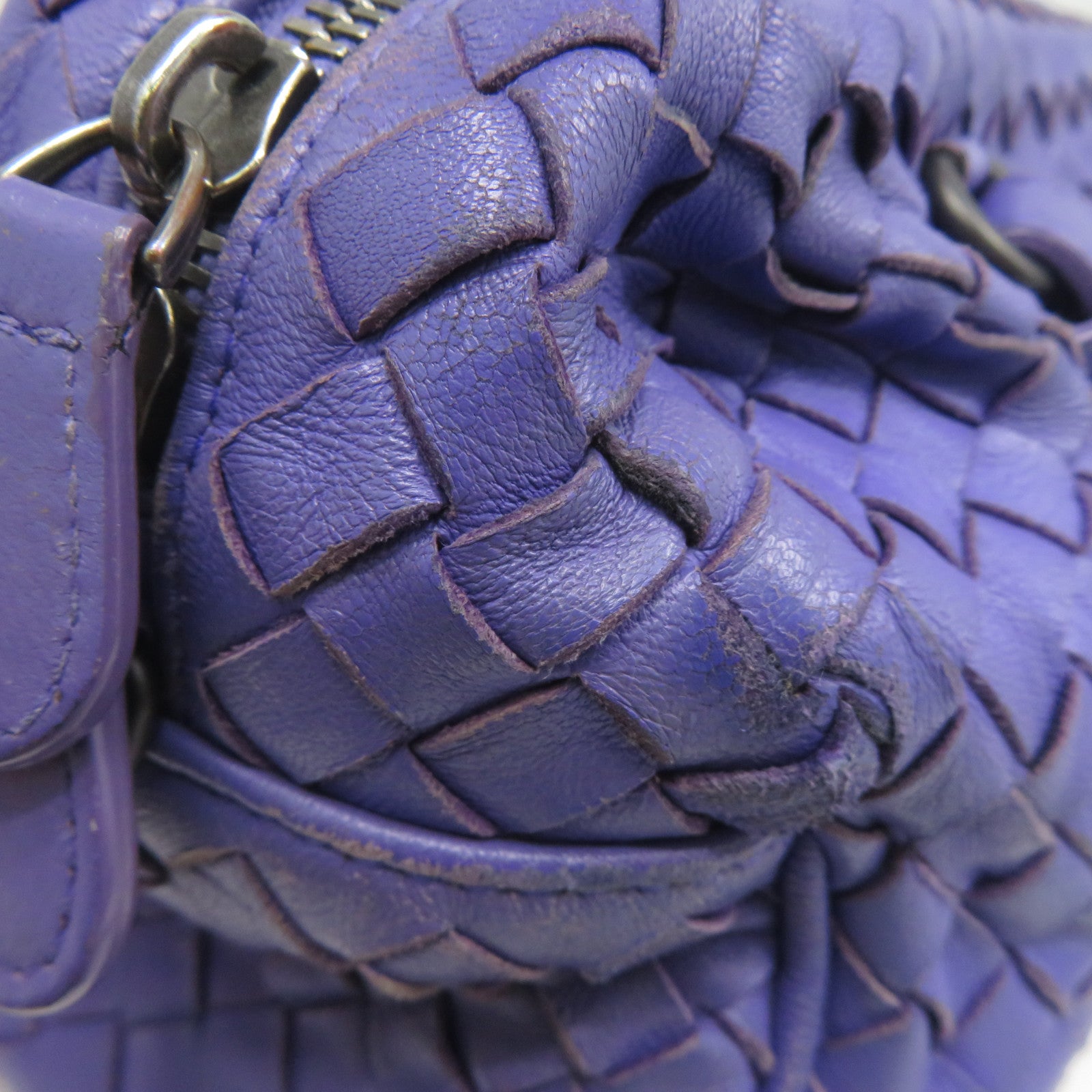 BOTTEGA VENETA 【清倉大減價】牛皮皮革2 Way Shoulder銀扣手挽肩背兩用袋紫色