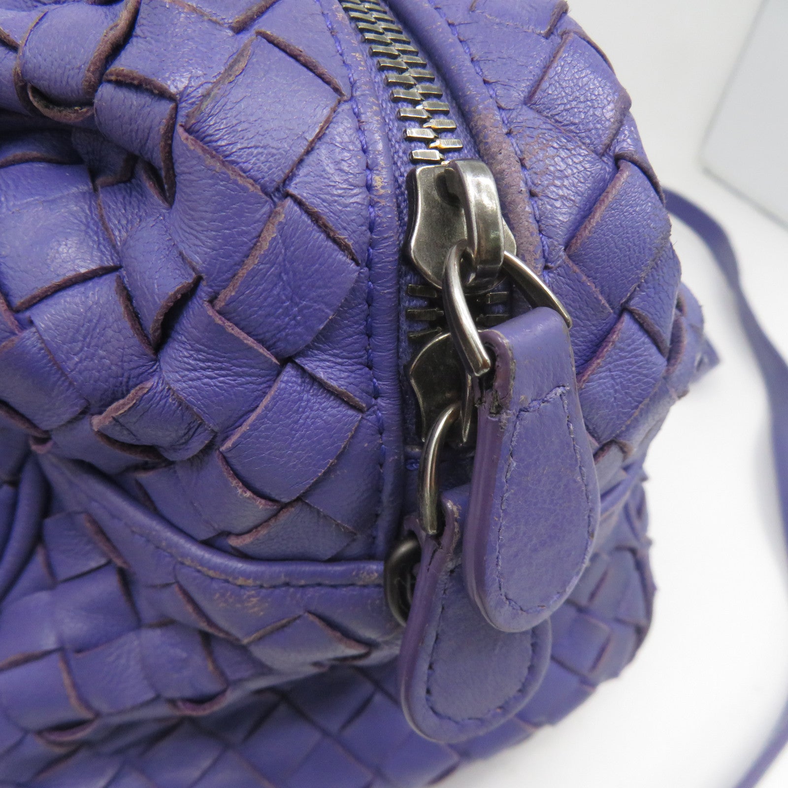 BOTTEGA VENETA 【清倉大減價】牛皮皮革2 Way Shoulder銀扣手挽肩背兩用袋紫色