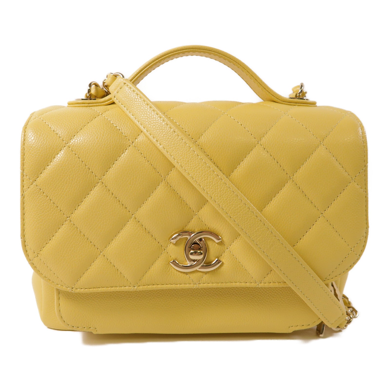 CHANEL 牛皮皮革2way Chain Shoulder Bag金扣鏈帶手挽肩背兩用袋
