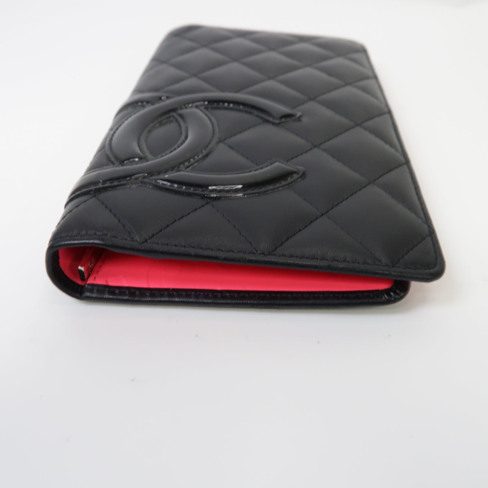 CHANEL **【激減優惠】菱格牛皮皮革Cambon Line Long Wallet銀扣長錢包黒色