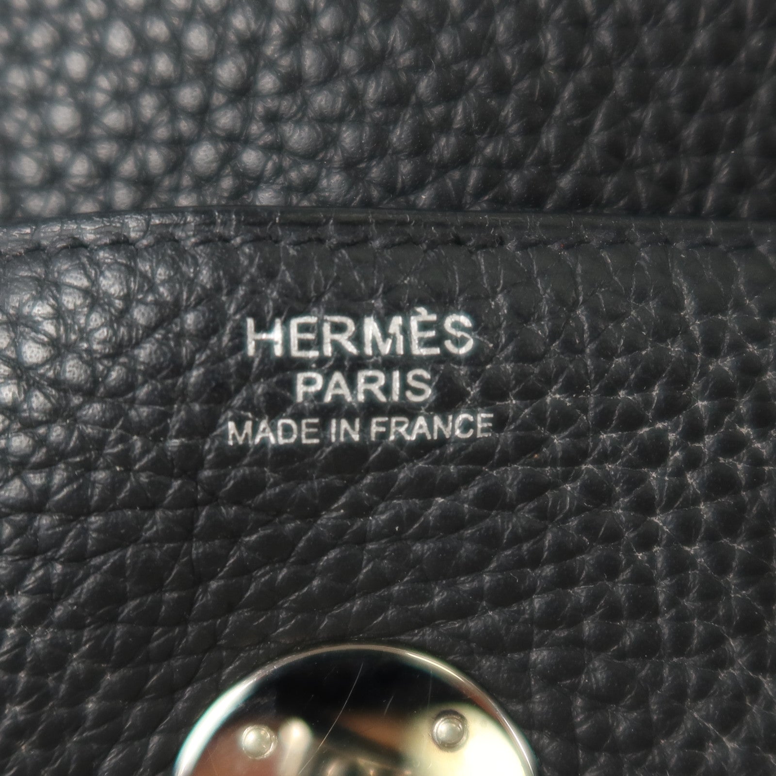 HERMES Clemence皮革Lindy 30銀扣手挽肩背兩用袋Noir