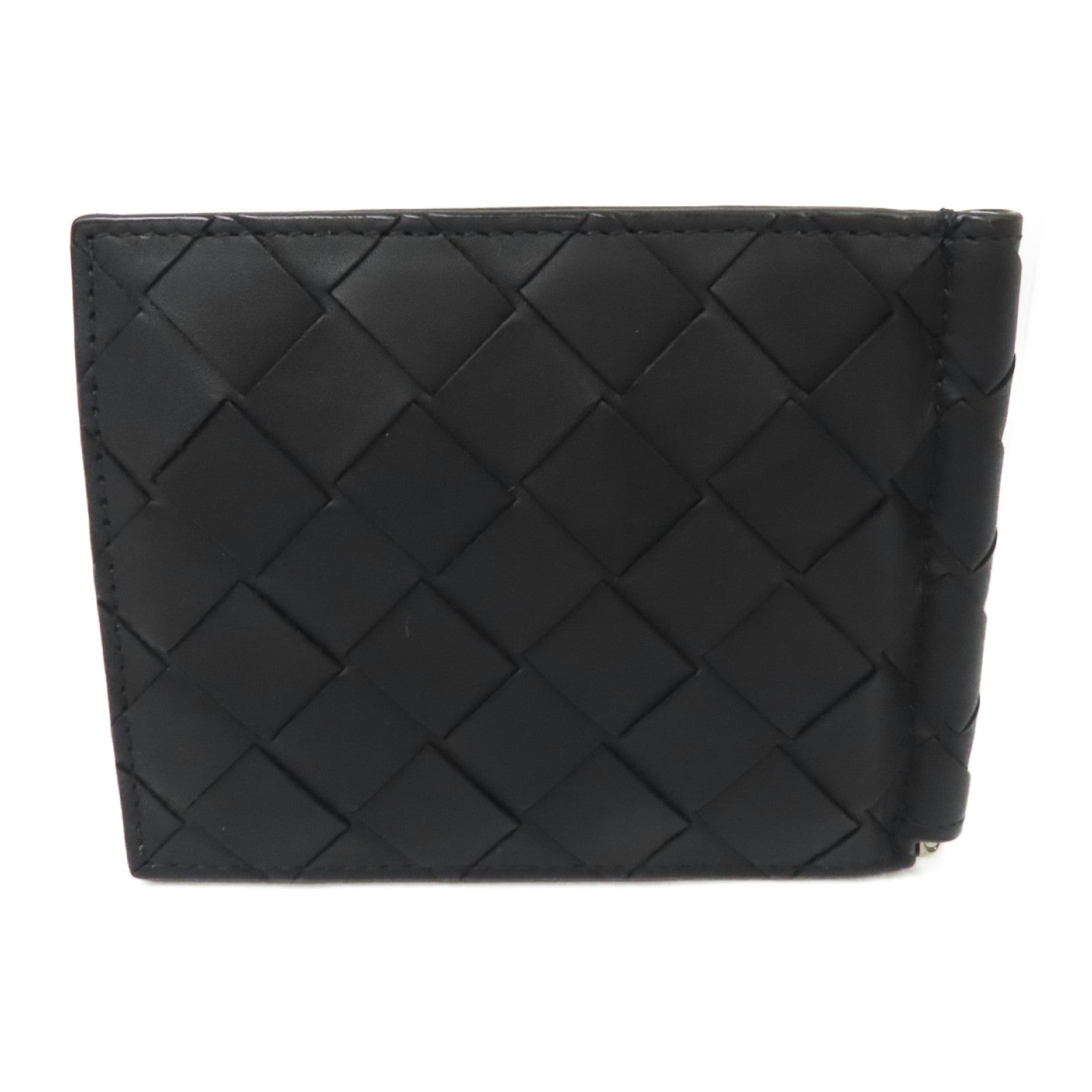 BOTTEGA VENETA 織紋皮革Wallet銀扣錢包黑色