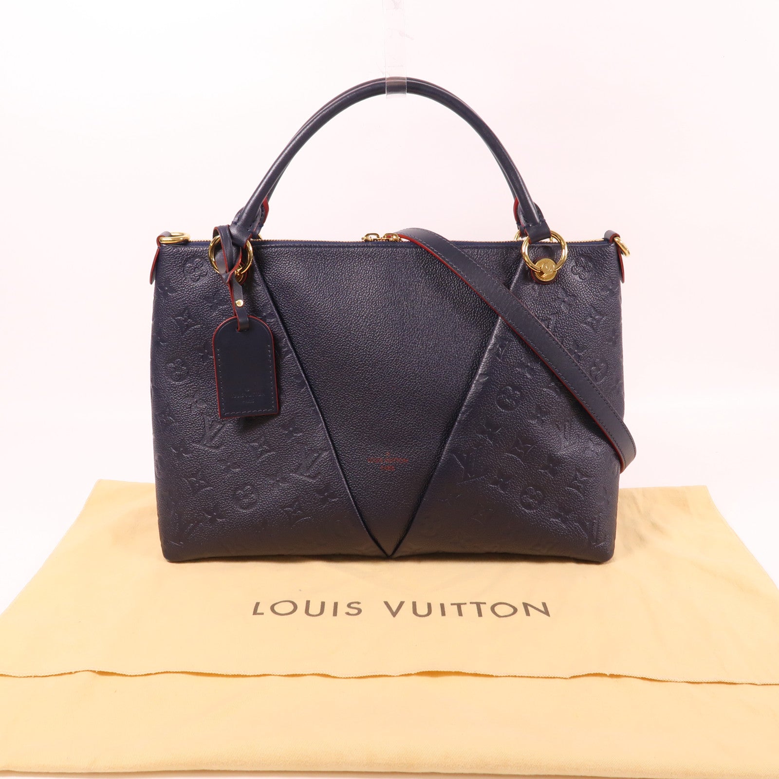 LOUIS VUITTON Monogram Empreinte V Tote MM金扣手挽肩背兩用袋