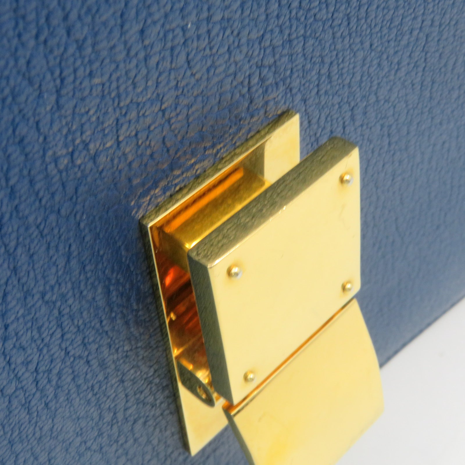CELINE Cowhide Leather Classic Box Shoulder Bag Gold Buckle Shoulder Bag Blue
