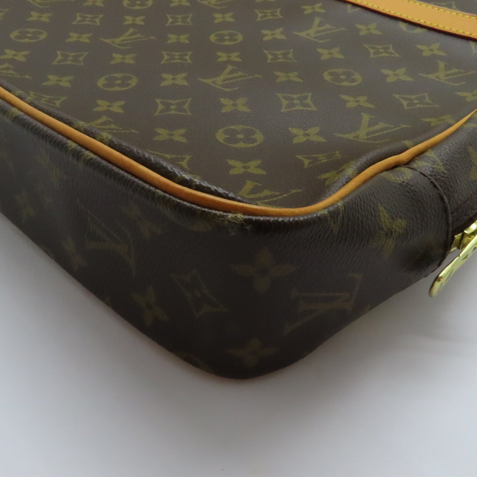 LOUIS VUITTON Monogram Porte-Documents Pega 金扣手挽袋啡色