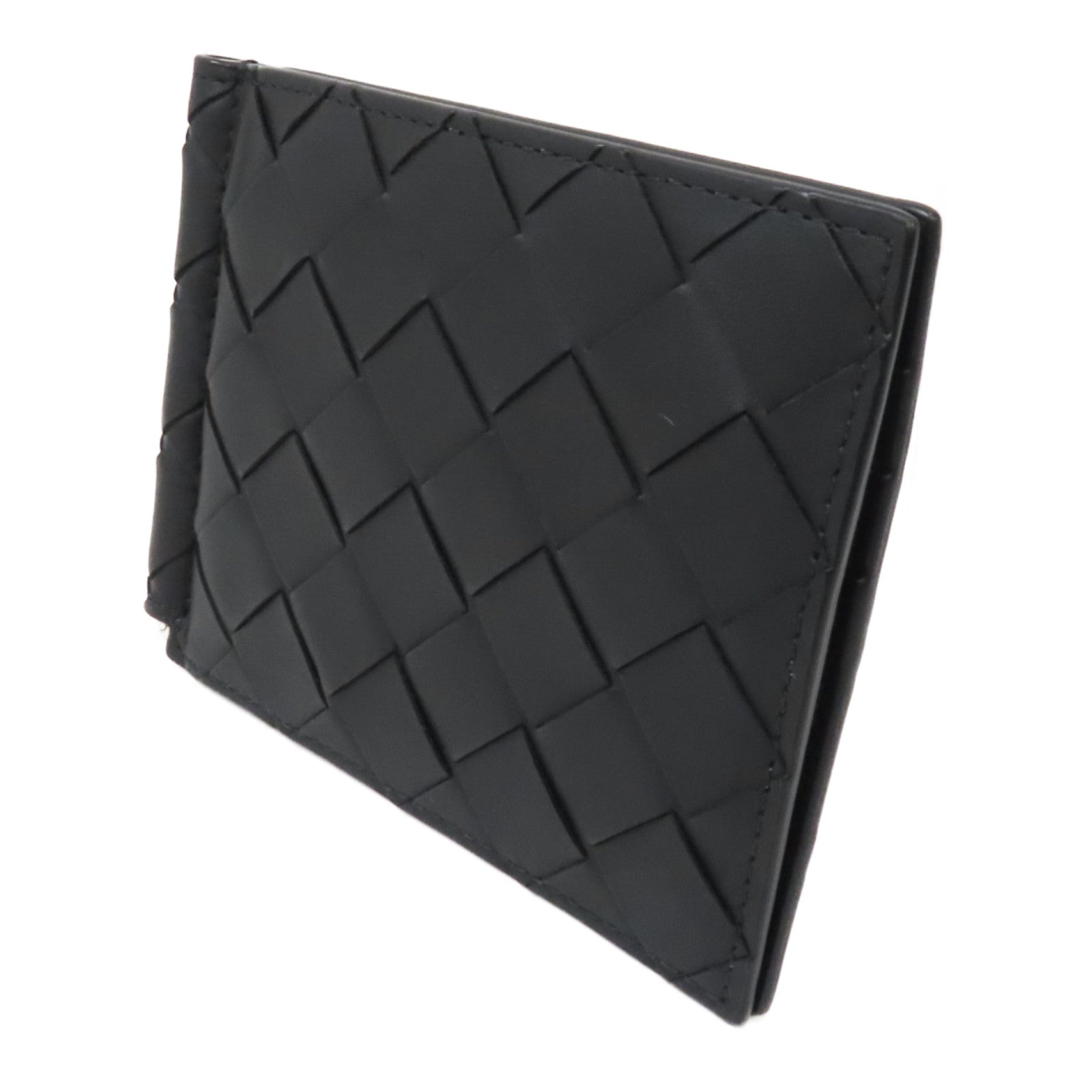 BOTTEGA VENETA 織紋皮革Wallet銀扣錢包黑色