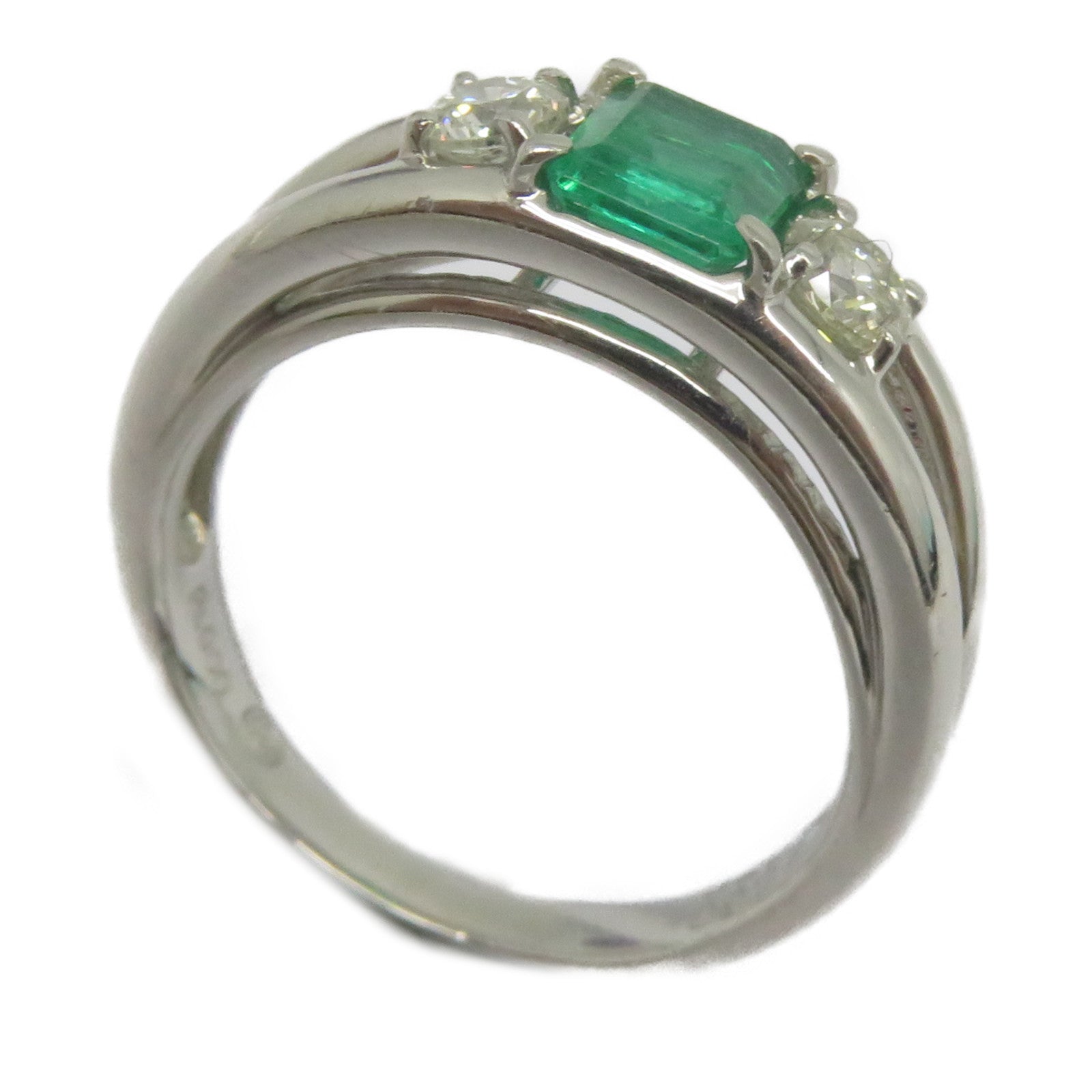 JEWELRY 【激減優惠】PT900鉑金Emerald Diamond Ring 0.60ct綠寶石/0.30ct鑽石戒指US#5.25