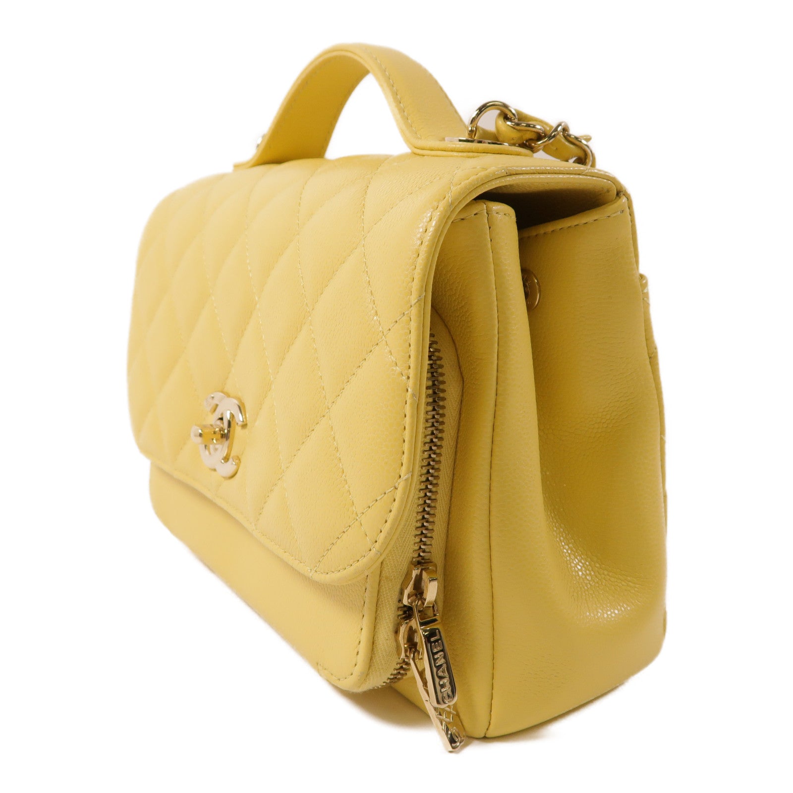 CHANEL 牛皮皮革2way Chain Shoulder Bag金扣鏈帶手挽肩背兩用袋