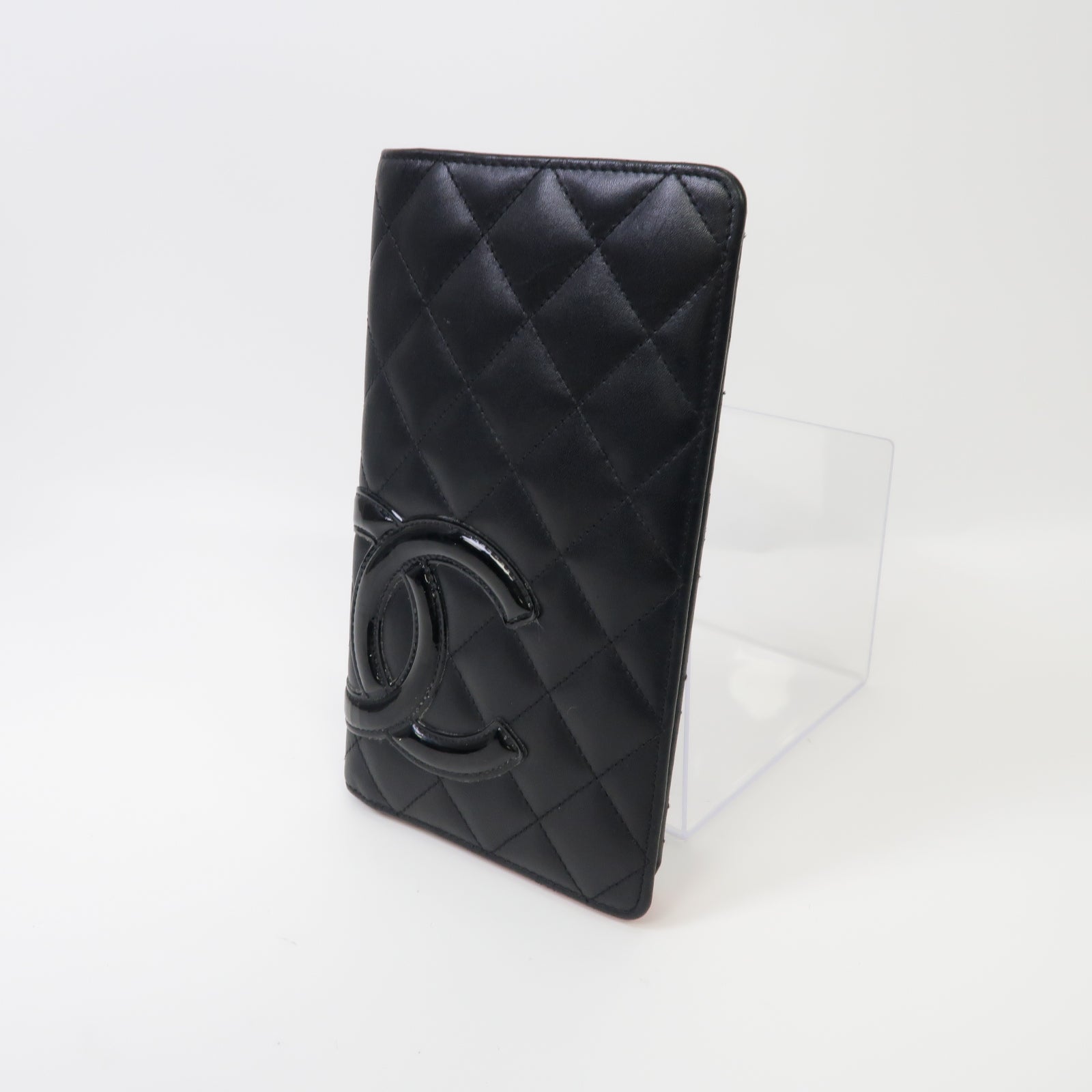 CHANEL **【激減優惠】菱格牛皮皮革Cambon Line Long Wallet銀扣長錢包黒色