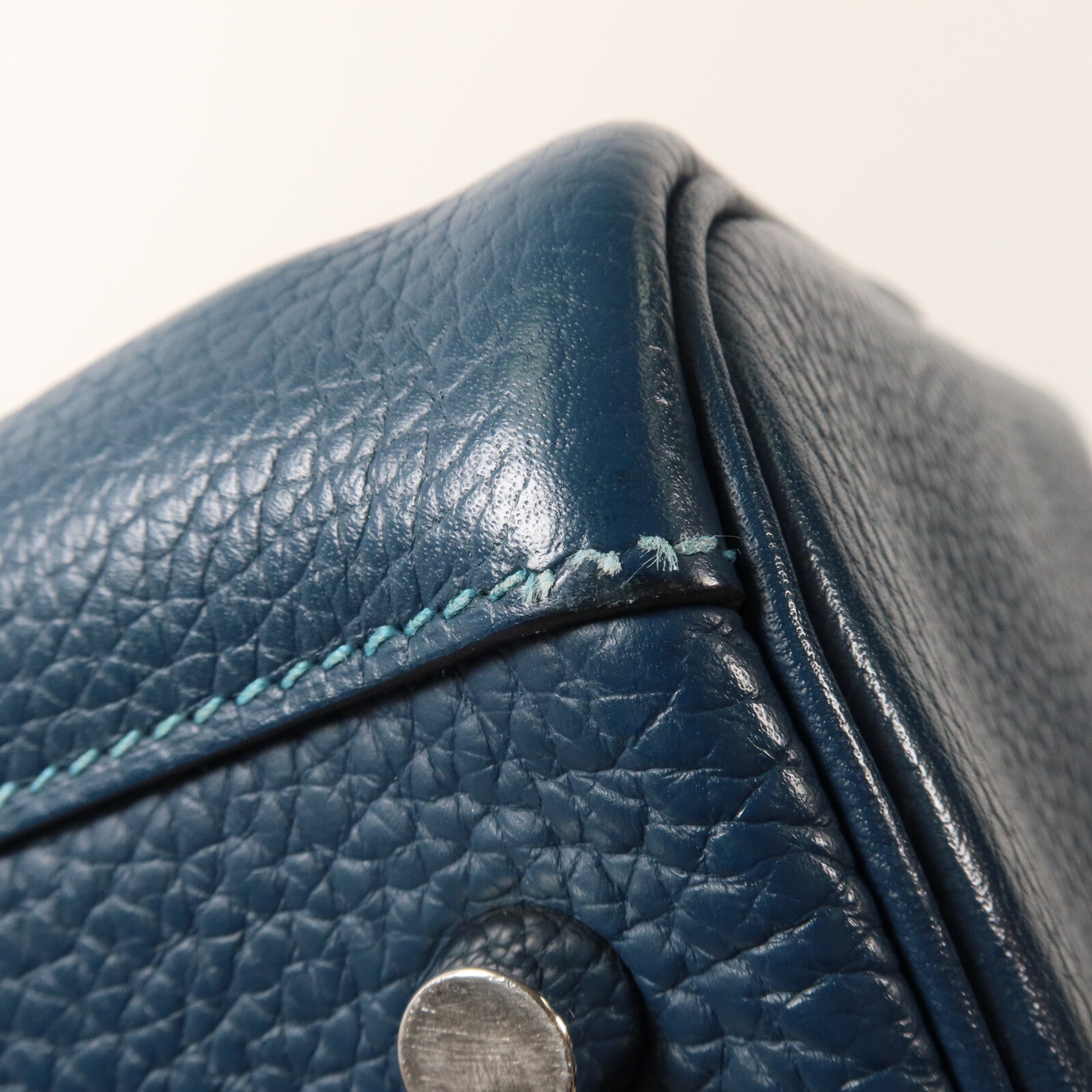 HERMES Clemence皮革Lindy 26手挽肩背兩用袋Colvert/Turquoise