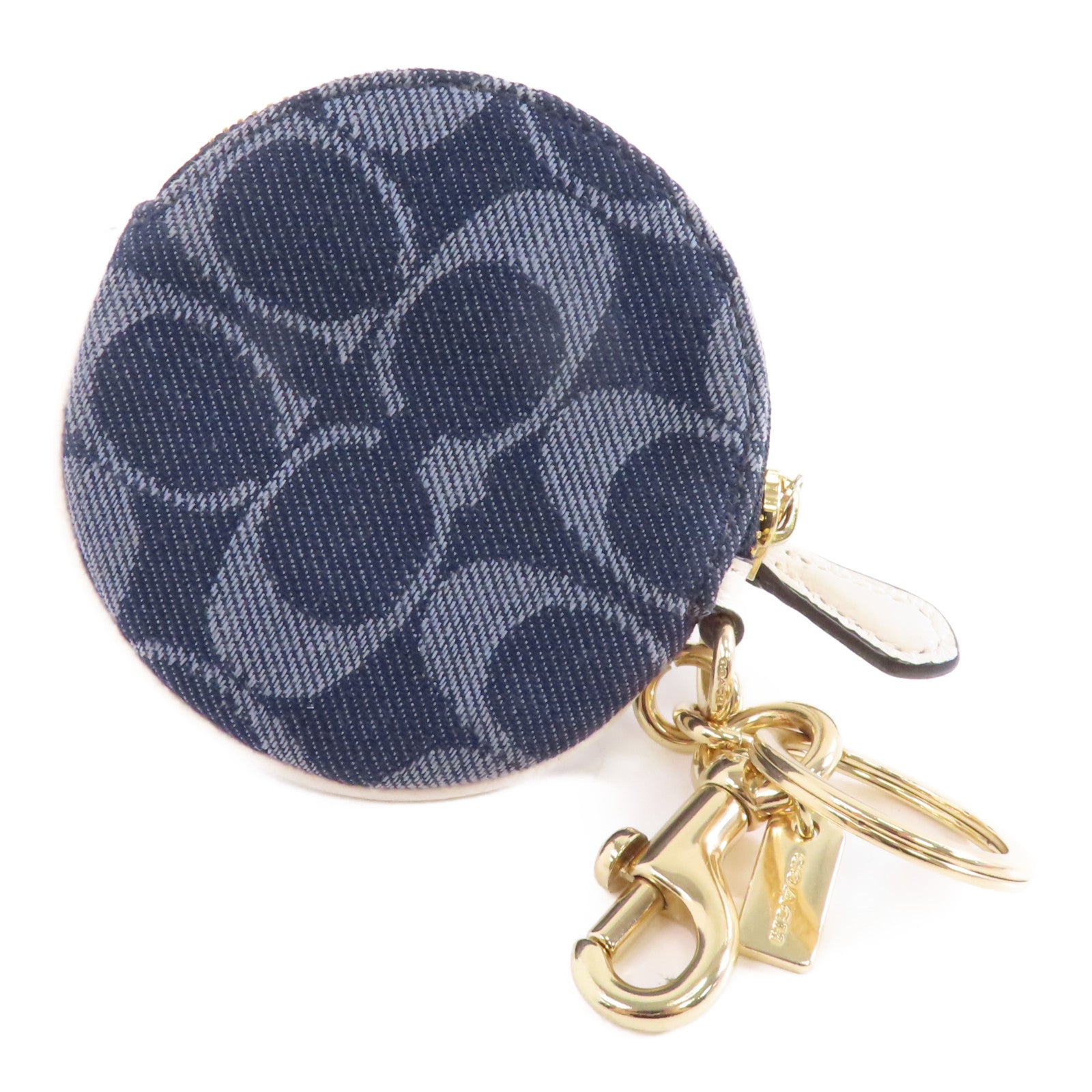 COACH 帆布Coin Case金扣零錢包深藍色