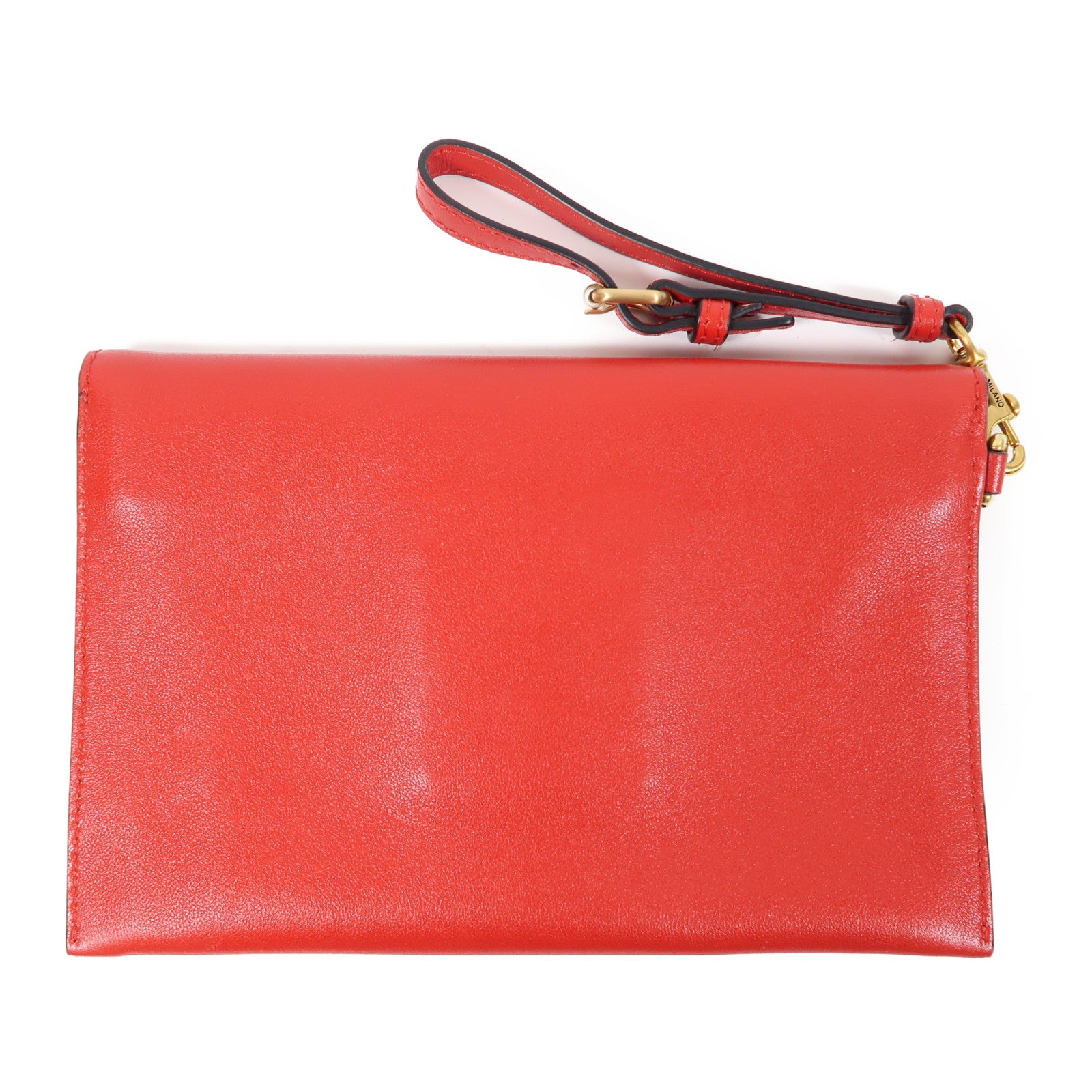 MOSCHINO 牛皮皮革Clutch金扣手拿包紅色