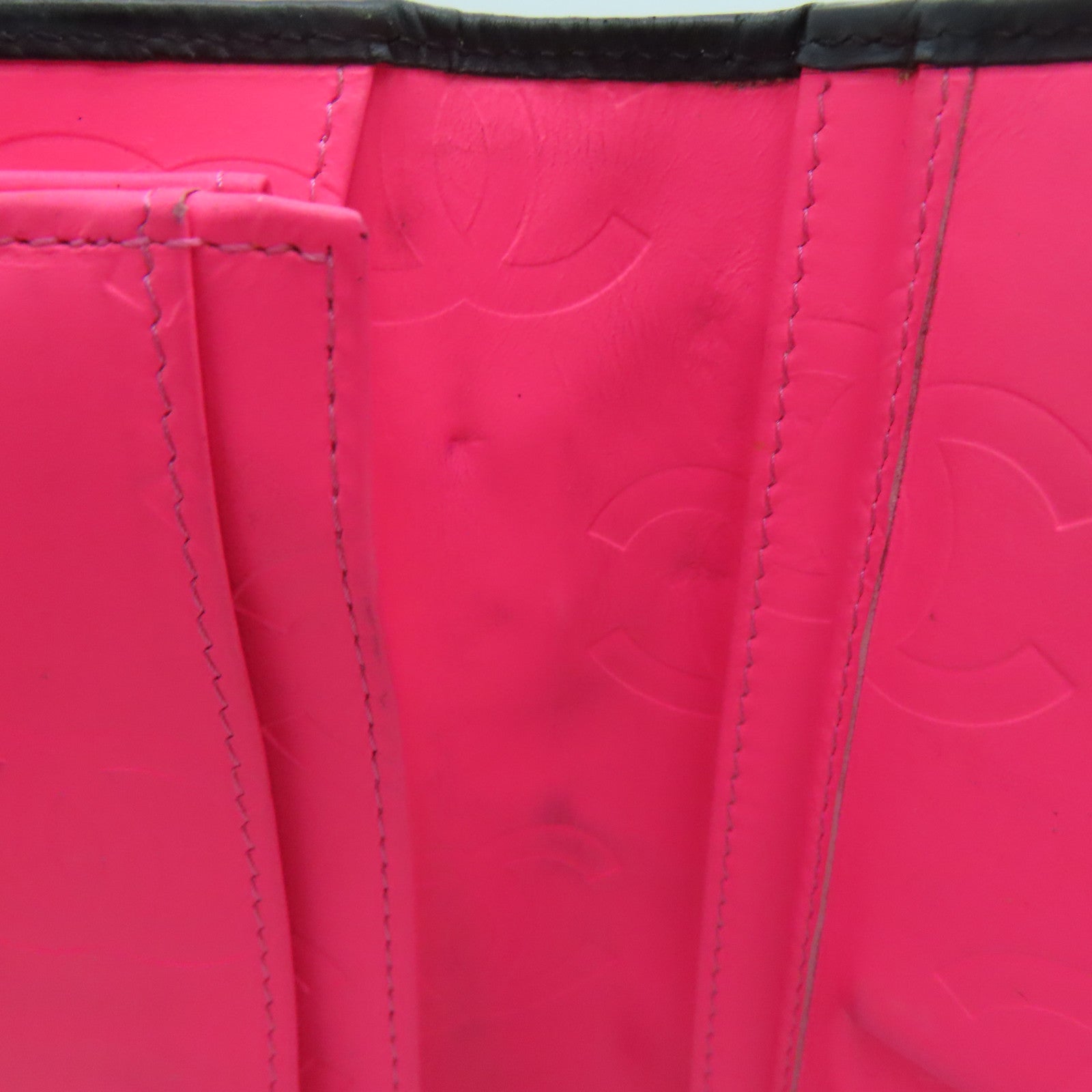 CHANEL 牛皮皮革Long Wallet銀扣長錢包黑色