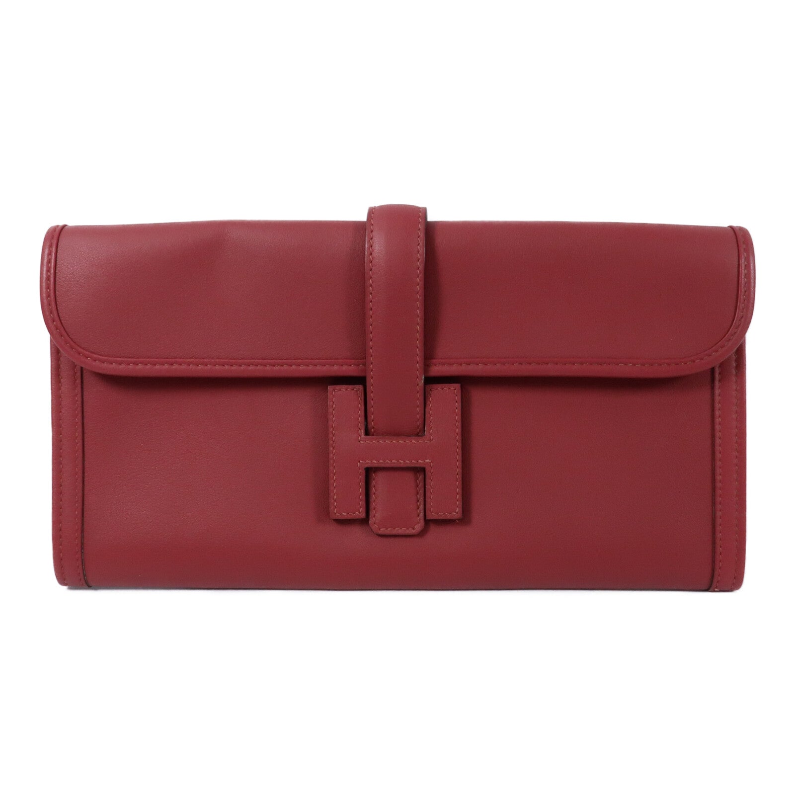 HERMES Swift皮革Jige Elan 29 Clutch手拿包Rouge Grenat