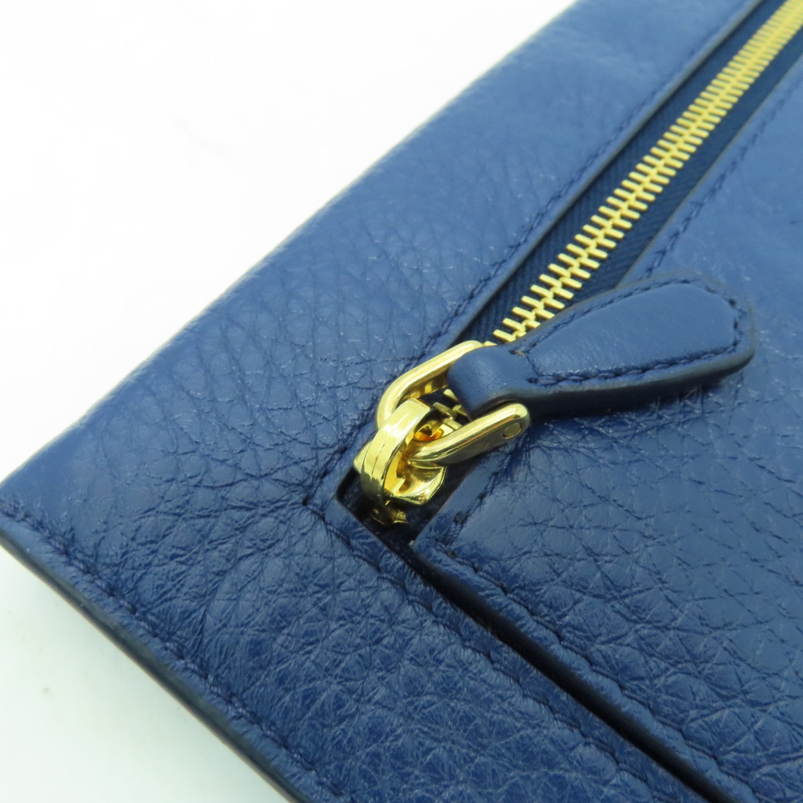 PRADA 【激減優惠】牛皮皮革Long wallet金扣長錢包藍色
