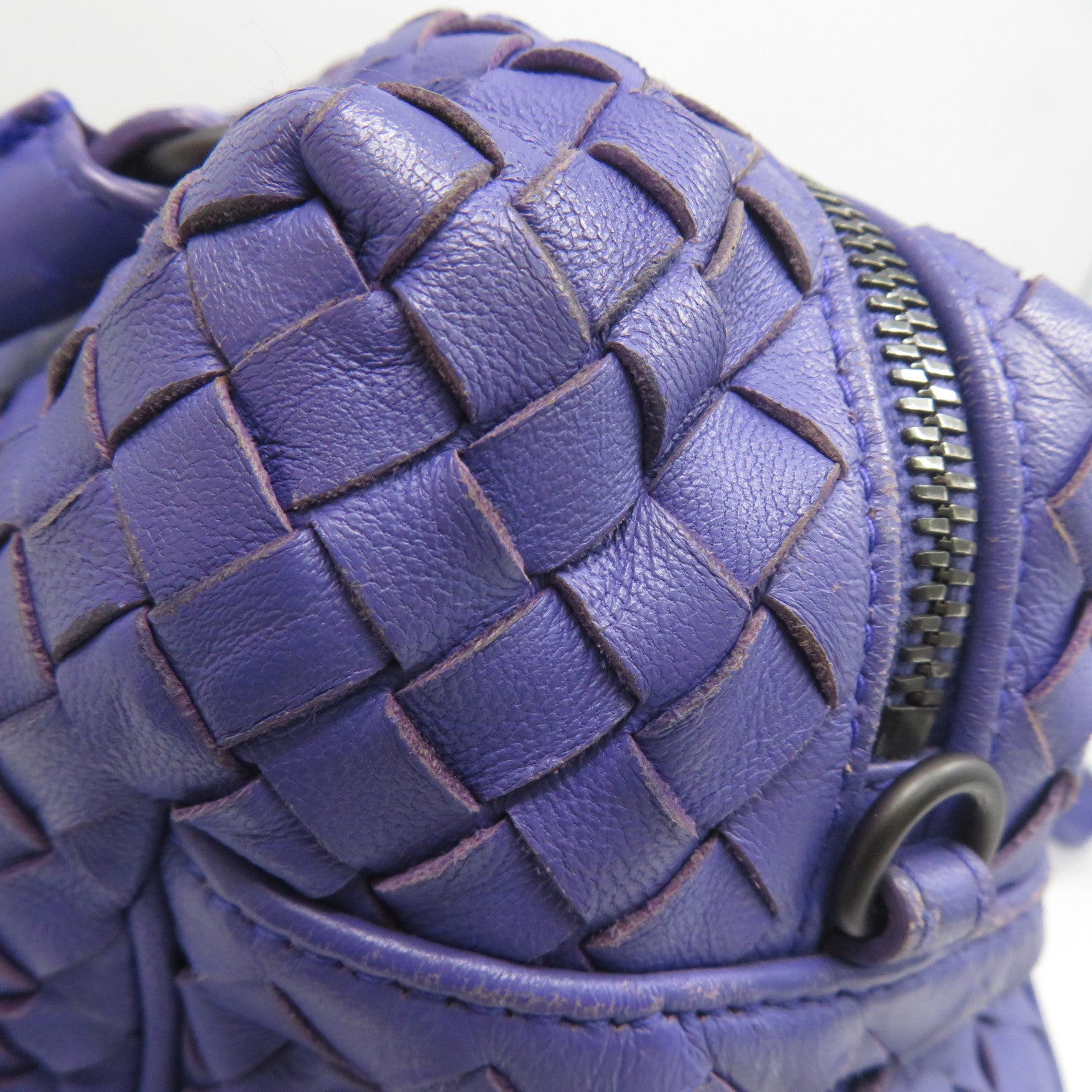 BOTTEGA VENETA 【清倉大減價】牛皮皮革2 Way Shoulder銀扣手挽肩背兩用袋紫色